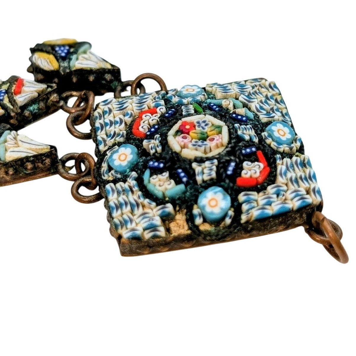 Italian Micromosaic Antique Circa 1910 Festoon Dangling Pendant