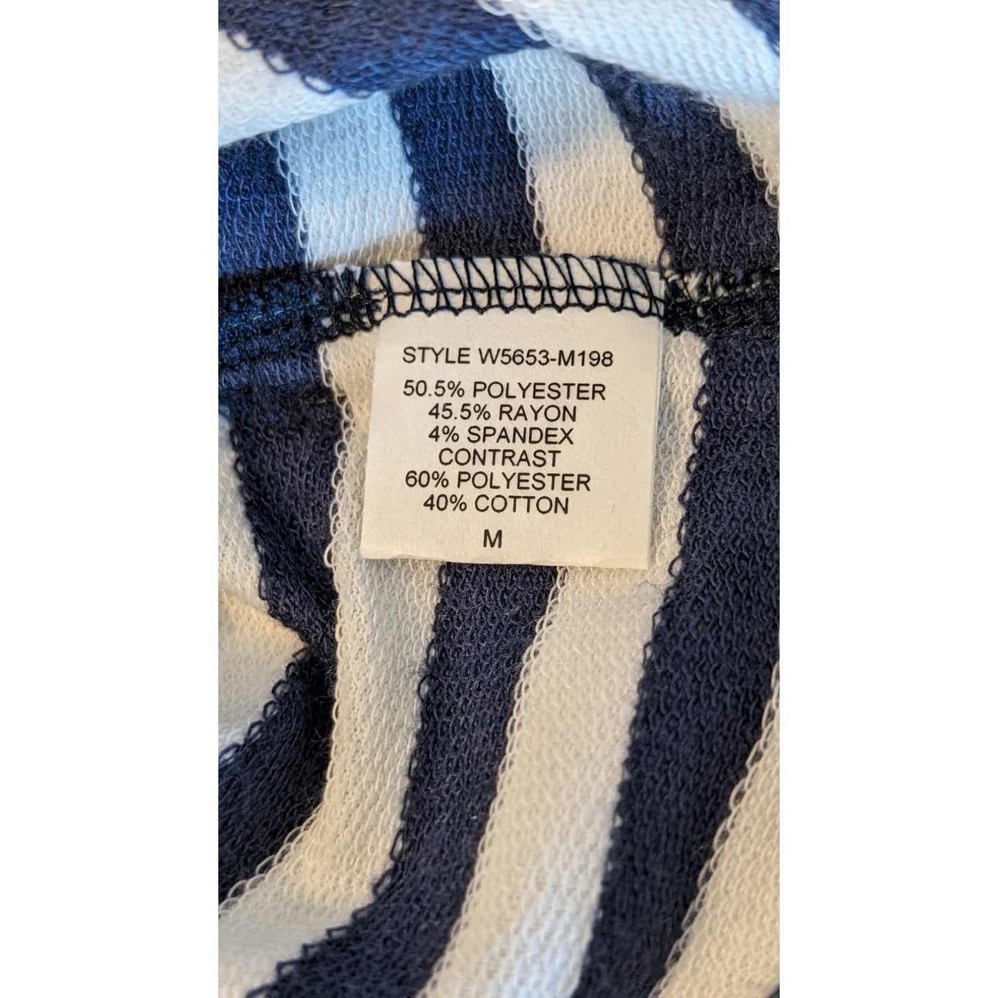 Loveappella Malbec Elbow Patch Blue Striped Knit Top Womens Sz M