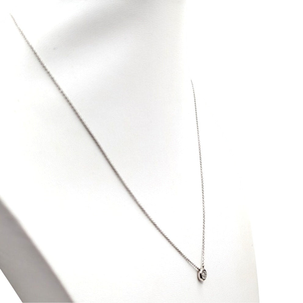 Vintage 925 India Sterling Silver Floating Diamond Pendant 18.25" Chain Necklace