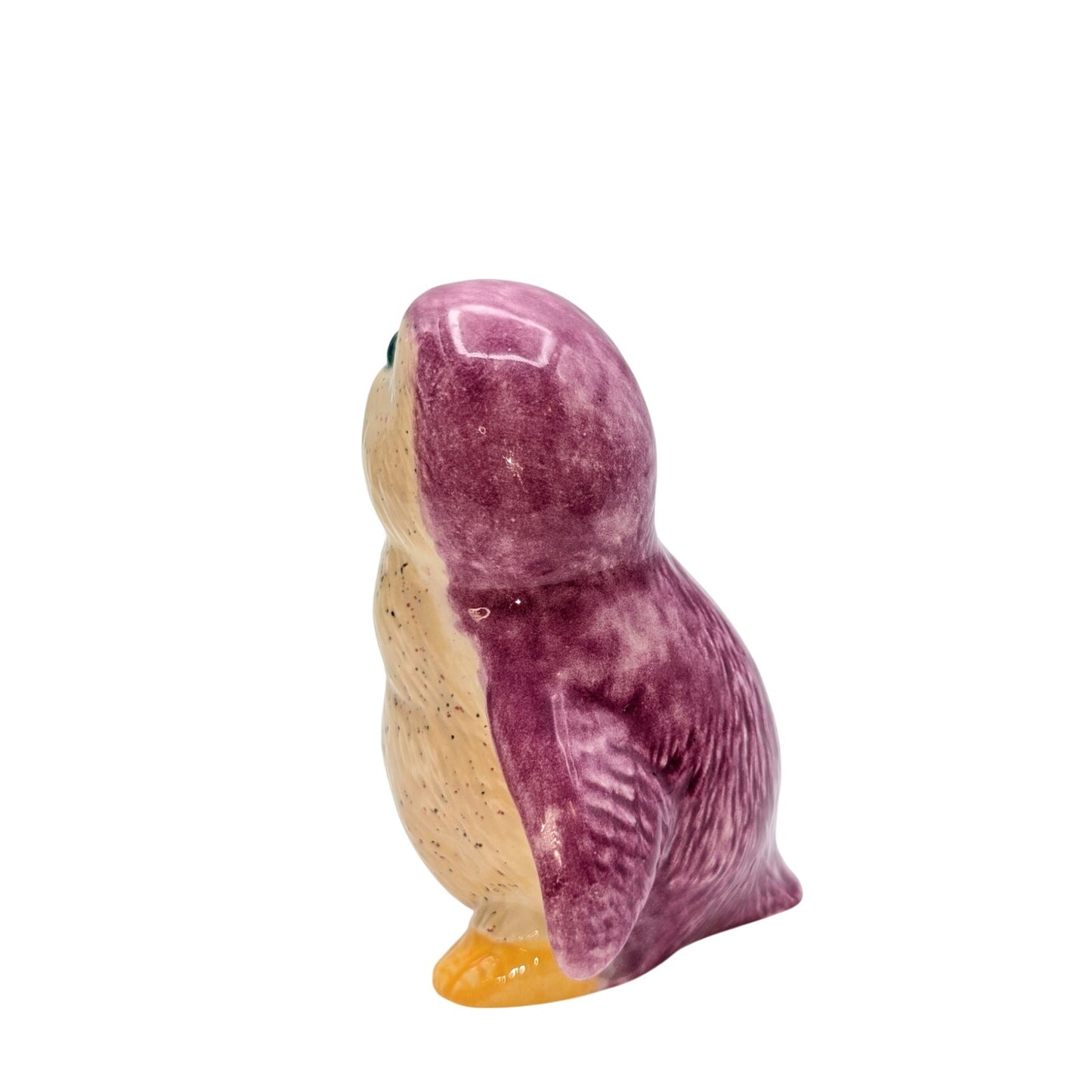 Vintage Signed Pink Cream Yellow Ceramic Penguin Figurine