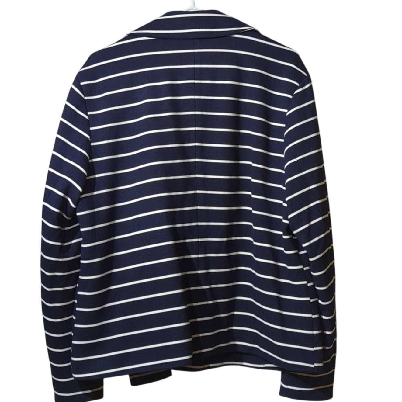 Roz & Ali NWT Navy Stripe Moto Fully Lined Stretch Jacket Women's Size 1X