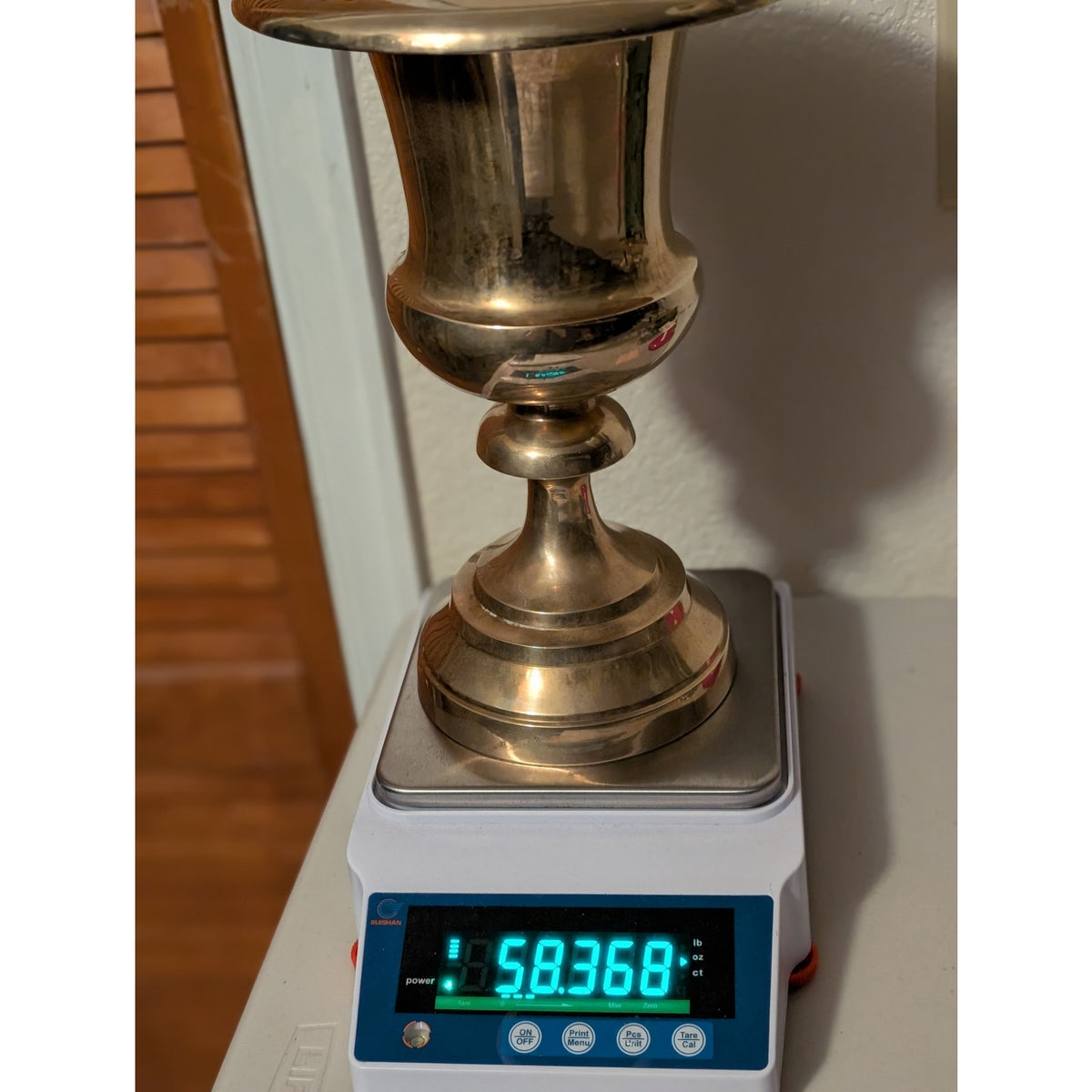 Vintage Made in India MCM 12" Tall Heavy Brass Urn Planter/Vase
