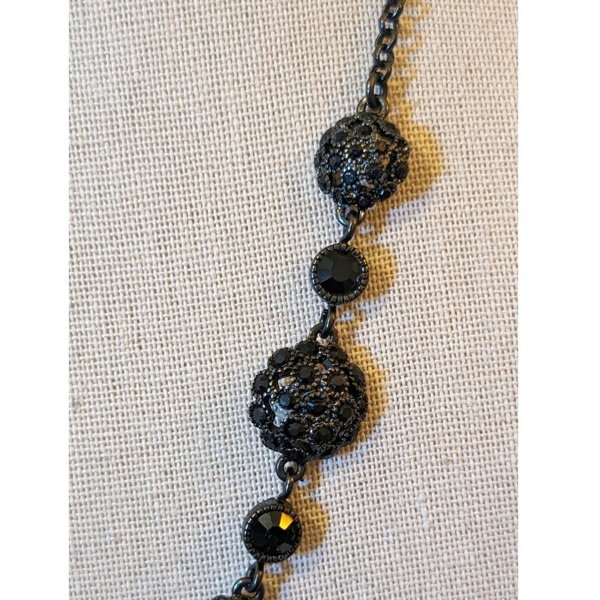 Black Crystal Bead Gun Metal 'Y' Drop 17"-19" Necklace