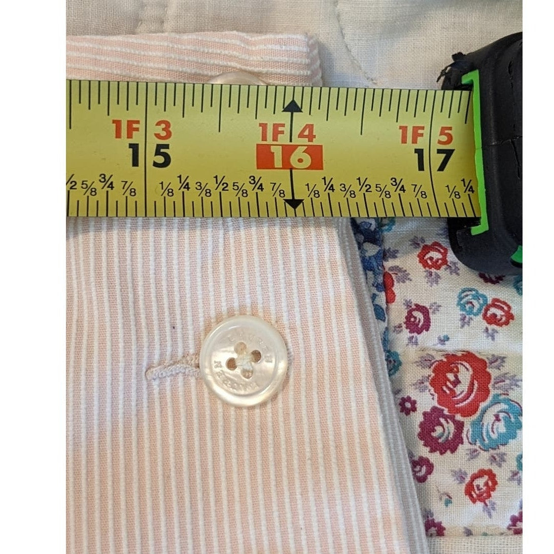 Ralph Lauren Pale Pink Striped Cotton Stretch Side Button Flat Front Pant Sz 10