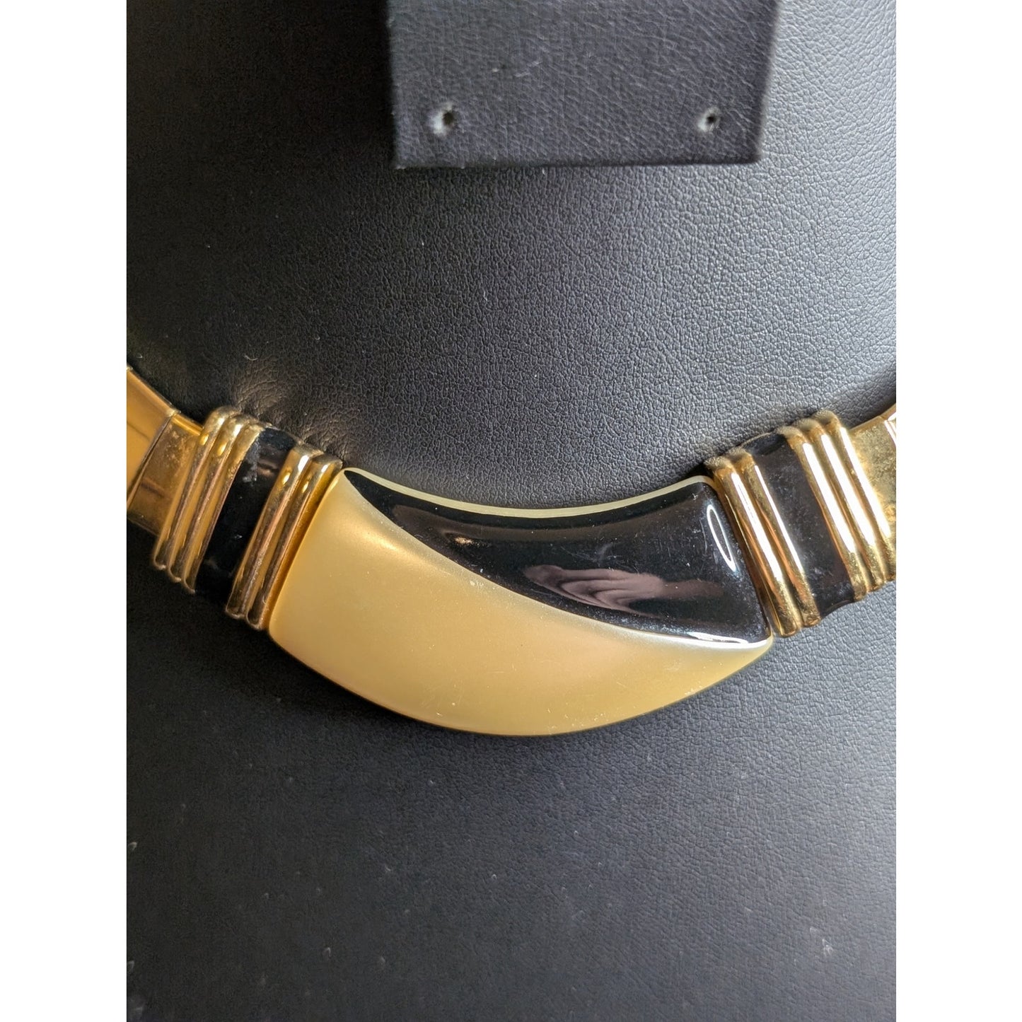 Vintage 1980s Napier Goldtone Black & White Lucite Collar Necklace