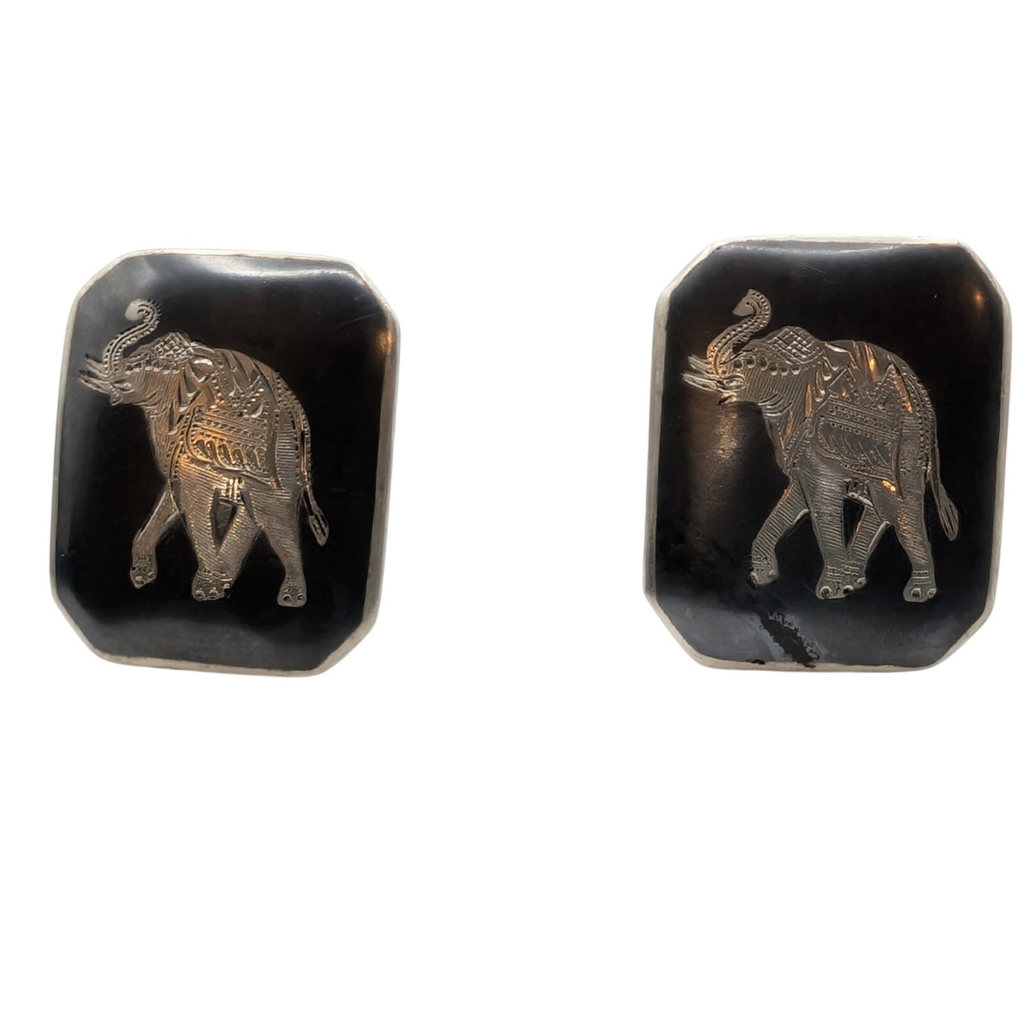 Vintage Sterling Silver Siam Elephant Cuff Links