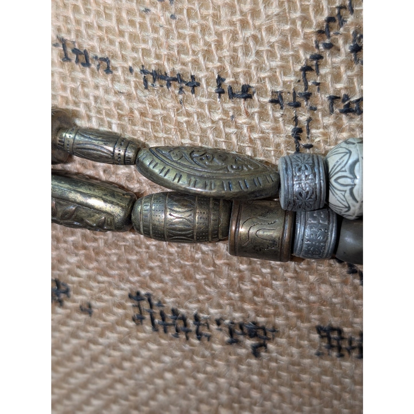 Vintage New York Studio Tribal Bead Double Strand Bronze Metal 33"-38" Belt