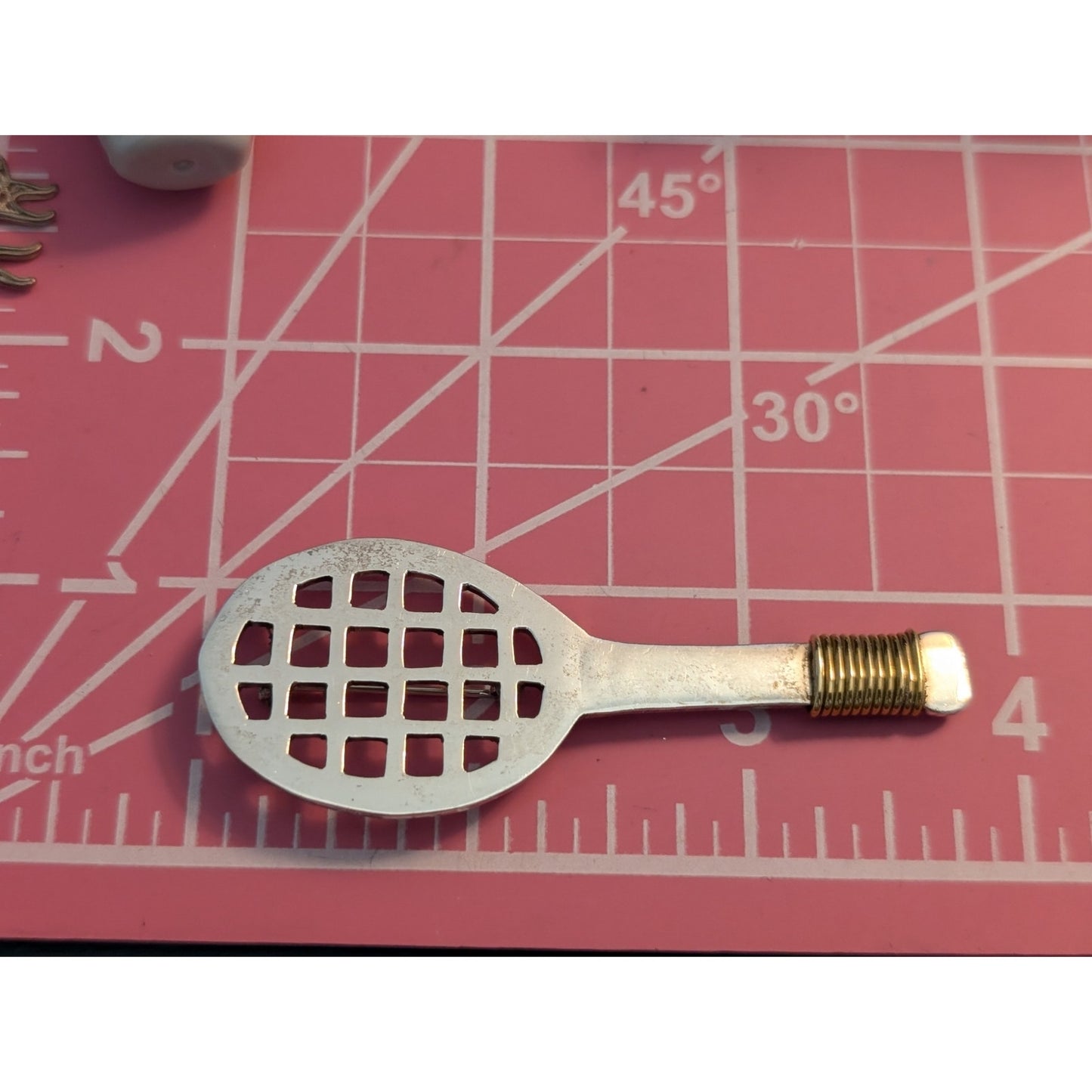 Taxco Mexico Sterling Silver Two Tone Tennis Racquet Brooch/Pin