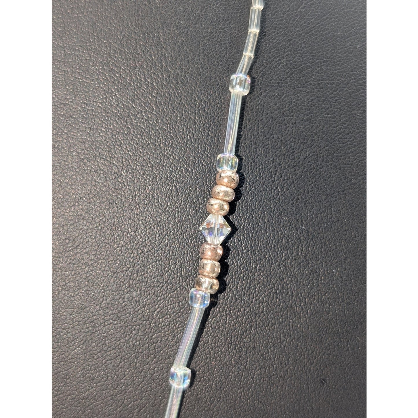 Vintage Crystal Rod Bead Freshwater Pearl Hook/Slide In Clasp 32" Necklace