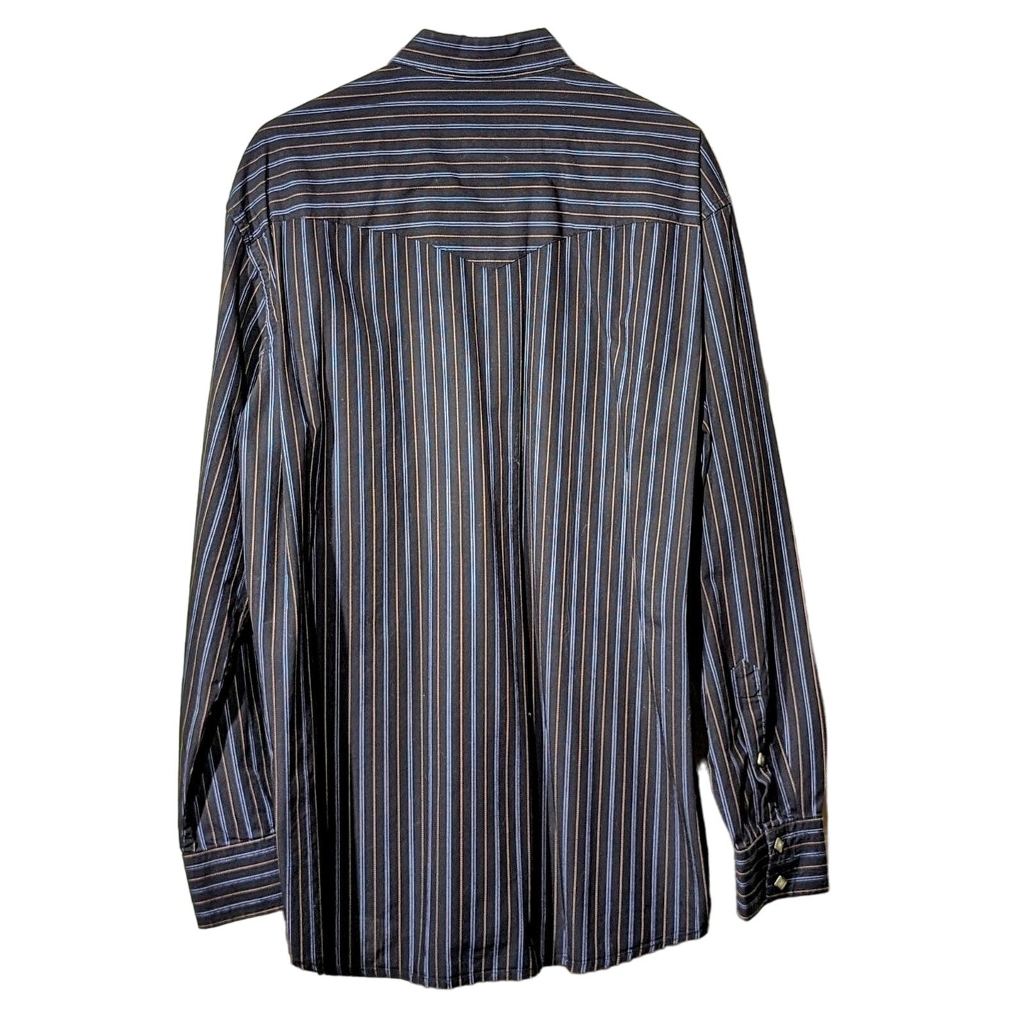 Vintage Larry Mahon Cowboy Collection Black Stripe Western Shirt Mens Sz XL