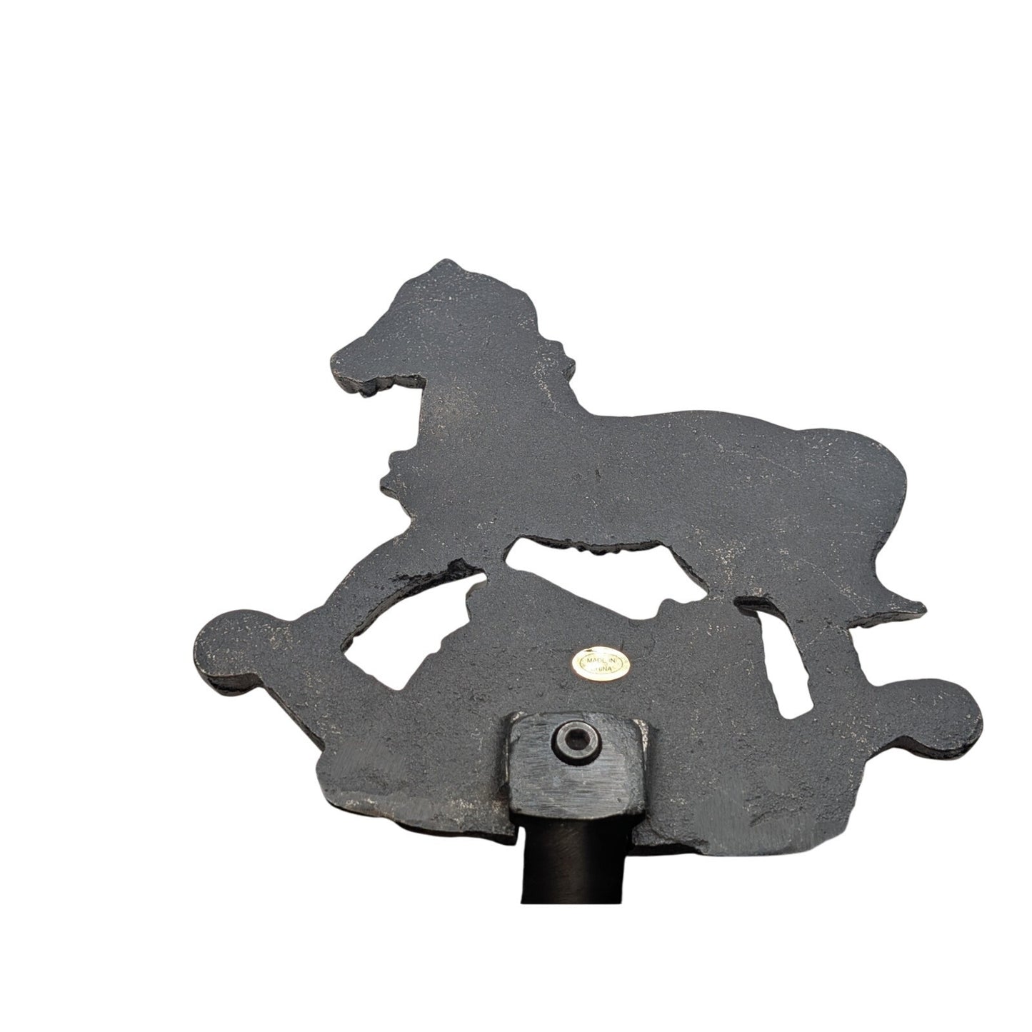 Christmas Heavy Cast Iron Silver Rocking Horse Stocking Hanger