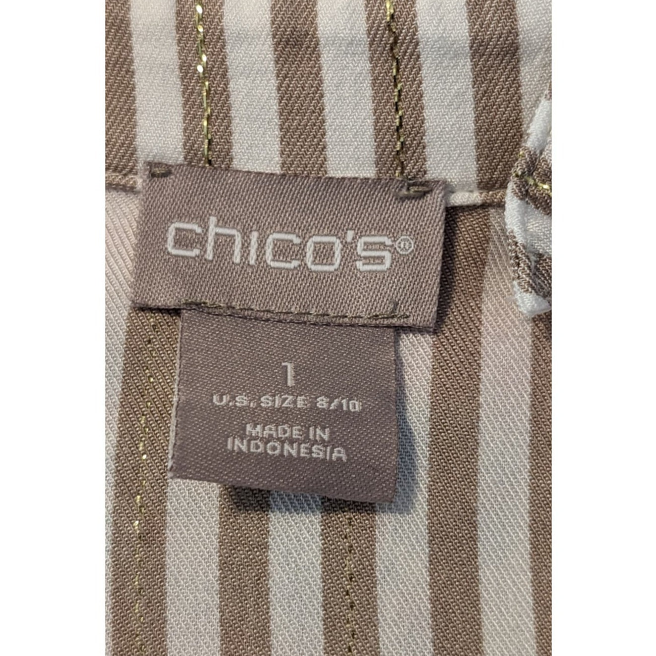 Chico's Lurex Gold Metallic Striped Pullover Top Chico's Size 1 (US 8-10 M)
