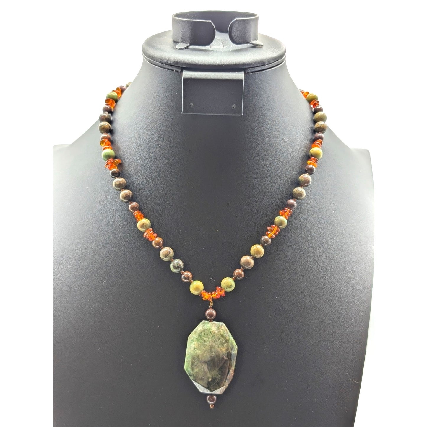 Lot of Two Boho Glass & Stone Bead Necklaces