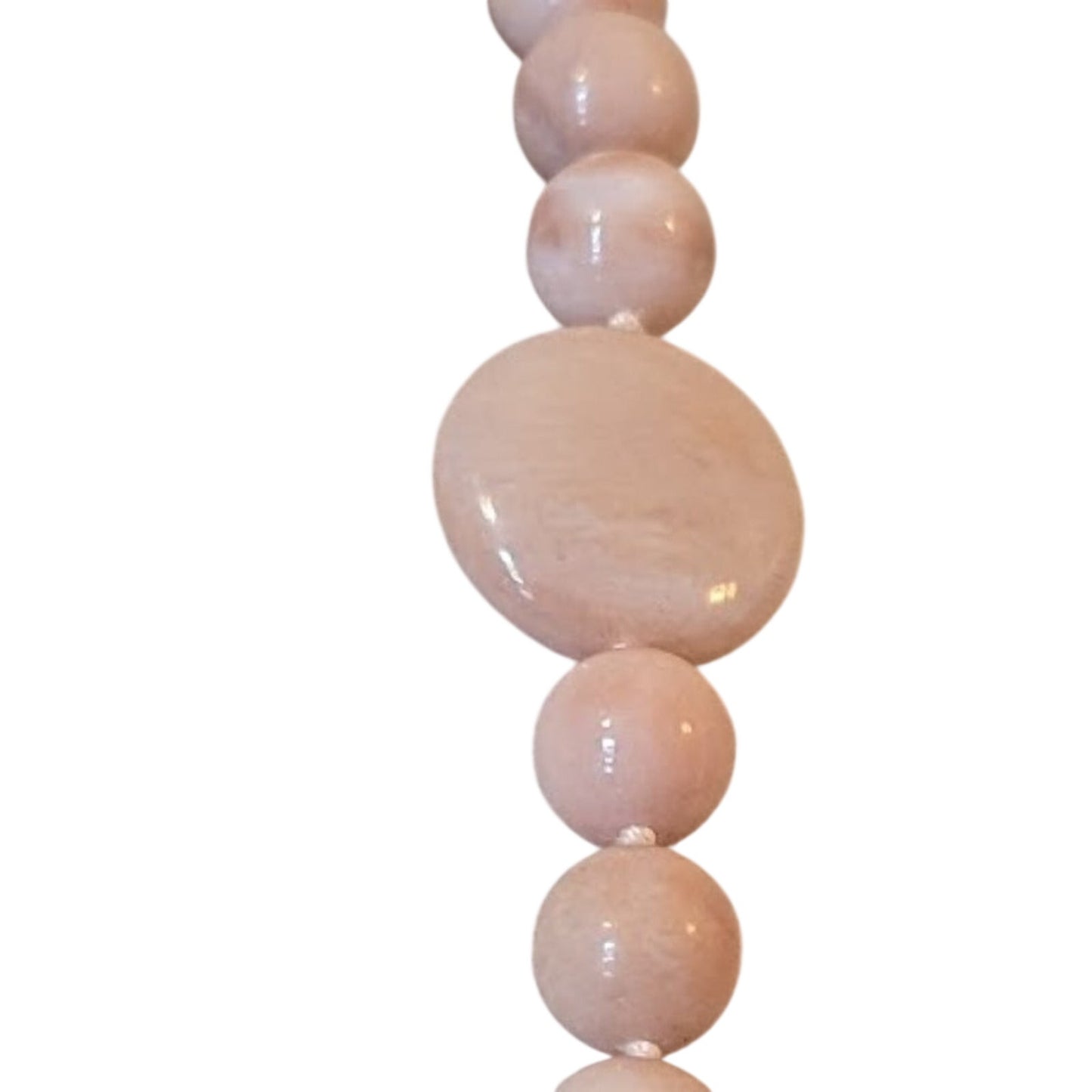 Peach Polished Stone Necklace with Gold Toggle Clasp Marked 'L'