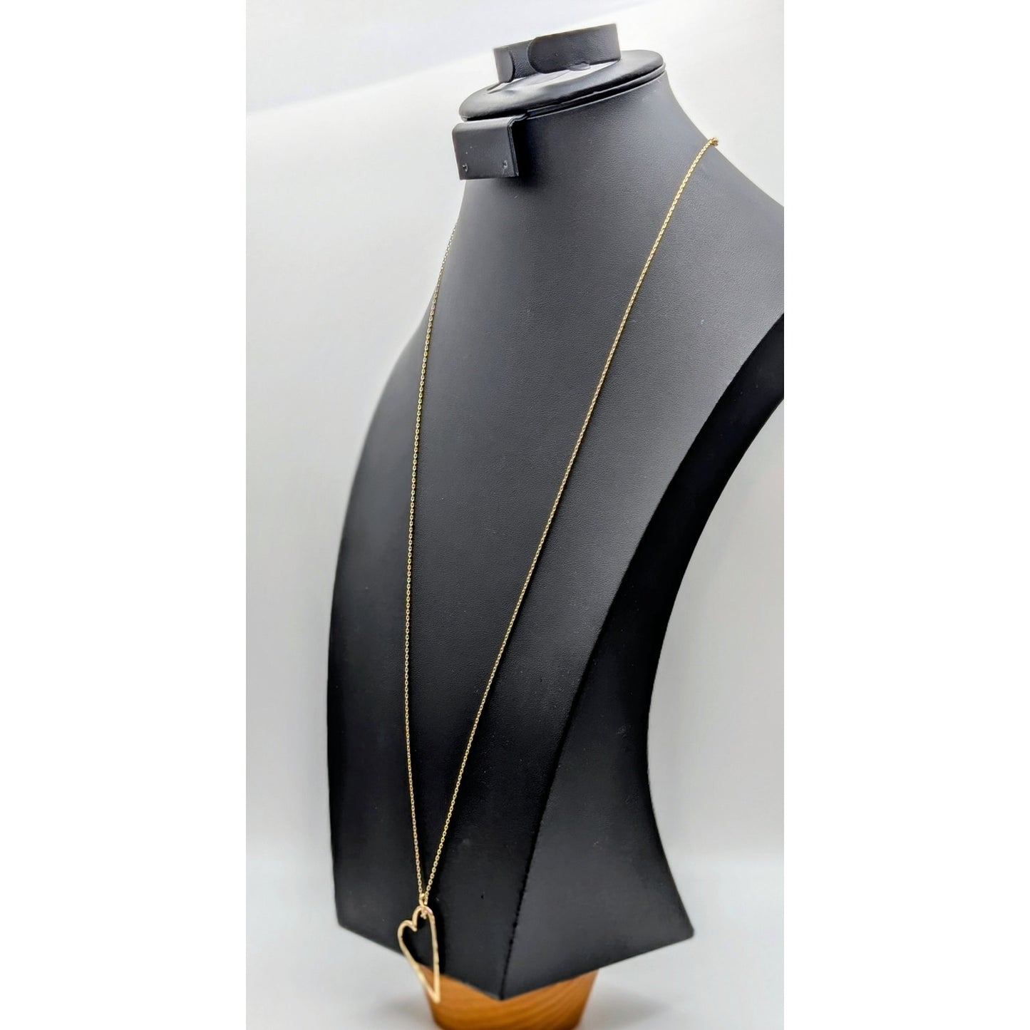 Lucky Brand Gold Tone Side Hanging CZ Heart 32"-34" Long Chain Necklace