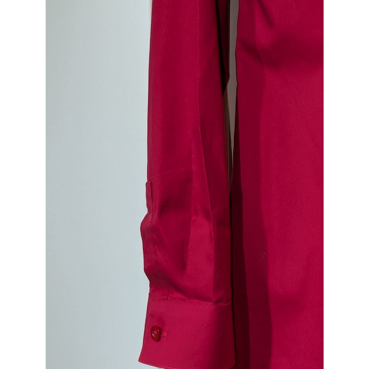 Chico's No-Iron Deep Pink Button Front Curved Hem 100% Cotton Shirt Size S/4
