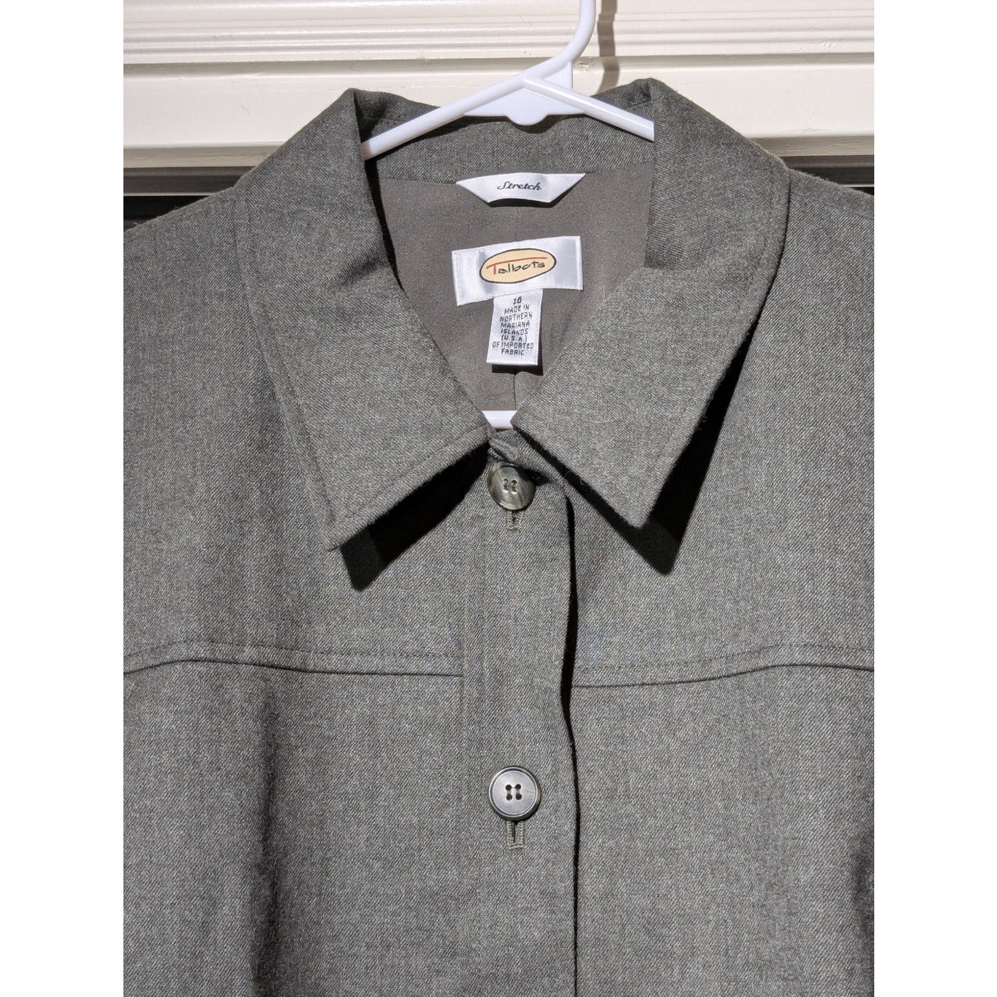 Vintage Talbot's Army Green Button Front Lined Wool Stretch Blazer Womens Sz 16