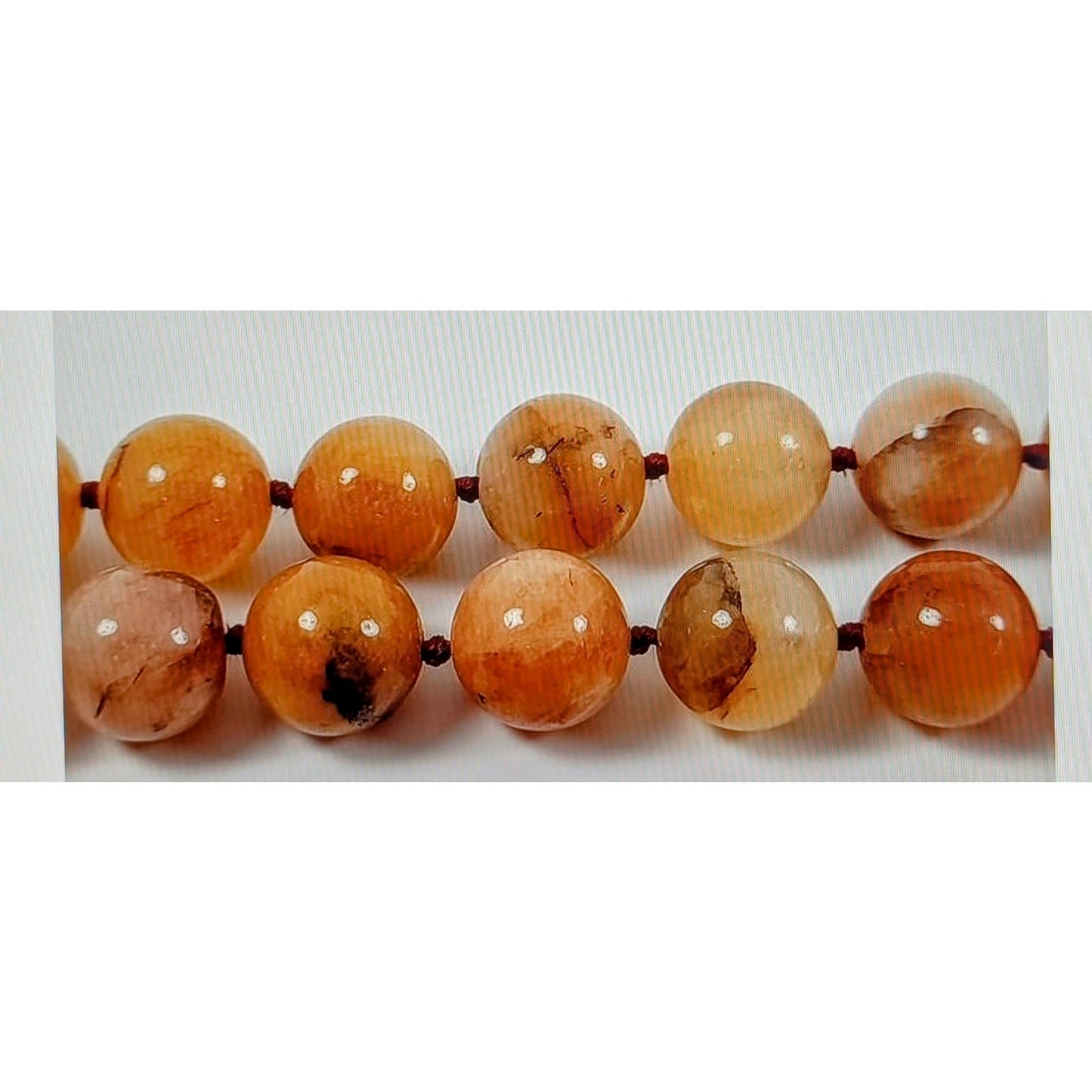 24" Asian Motif Silver Tone Carved Jade & 14mm Peach Aventurine Necklace 177.1g
