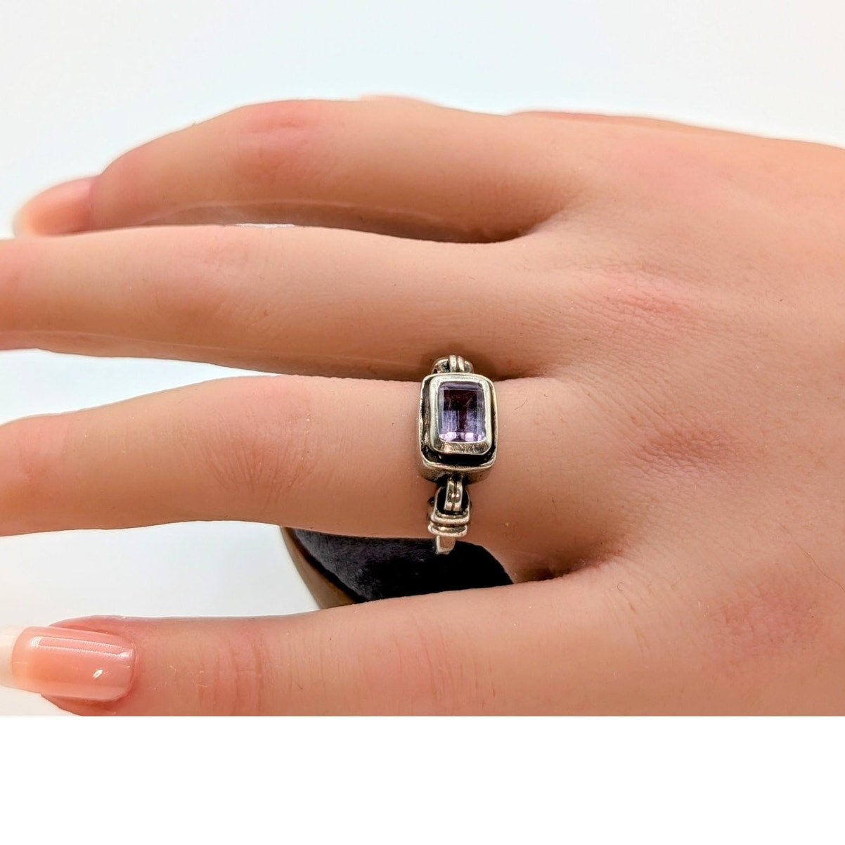 Silpada Misty Morning 925 Sterling Silver East to West Amethyst Ring Size 5.76-6