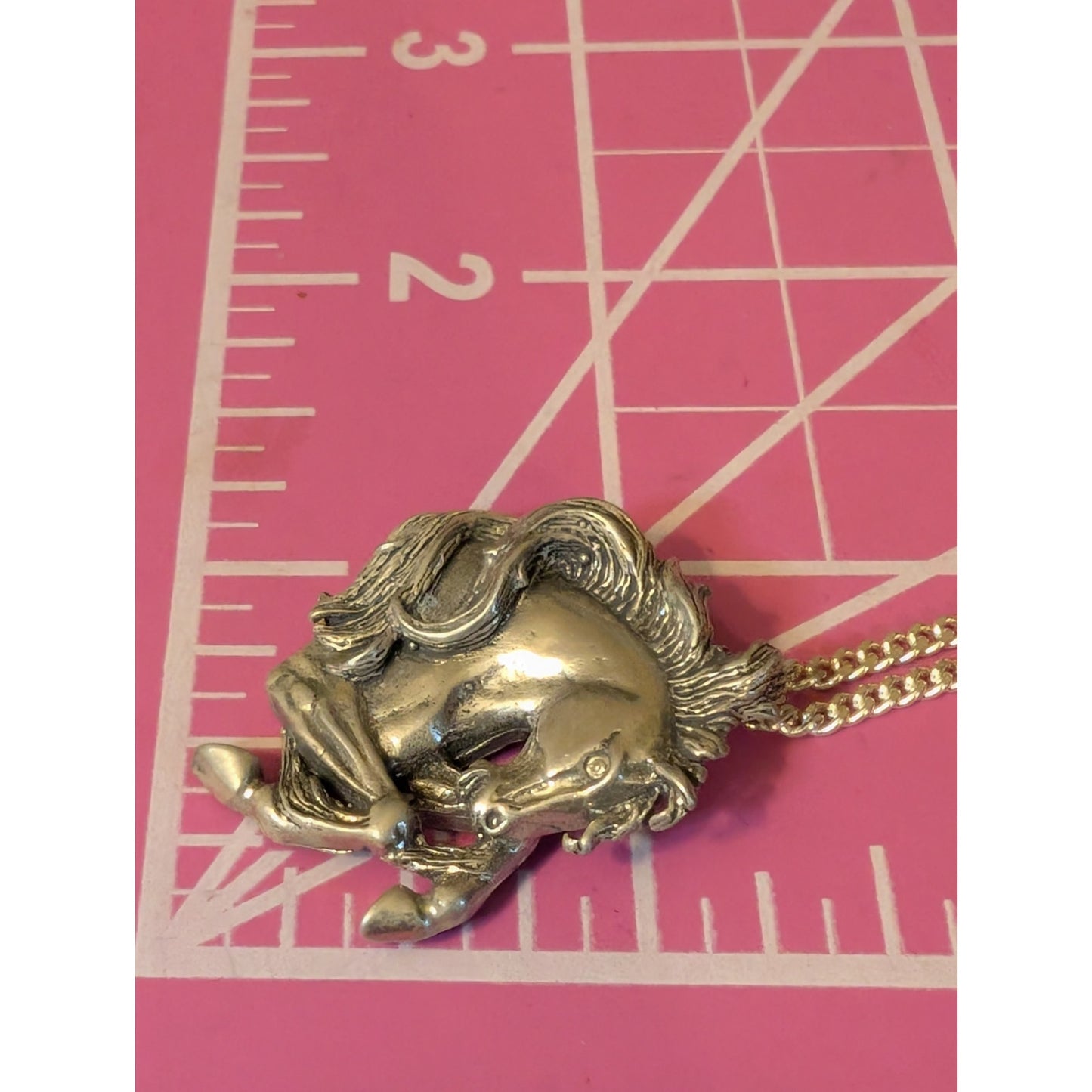 Vintage Signed Arthur Yazzie 925 Sterling Silver Handmade Horse Pendant Necklace