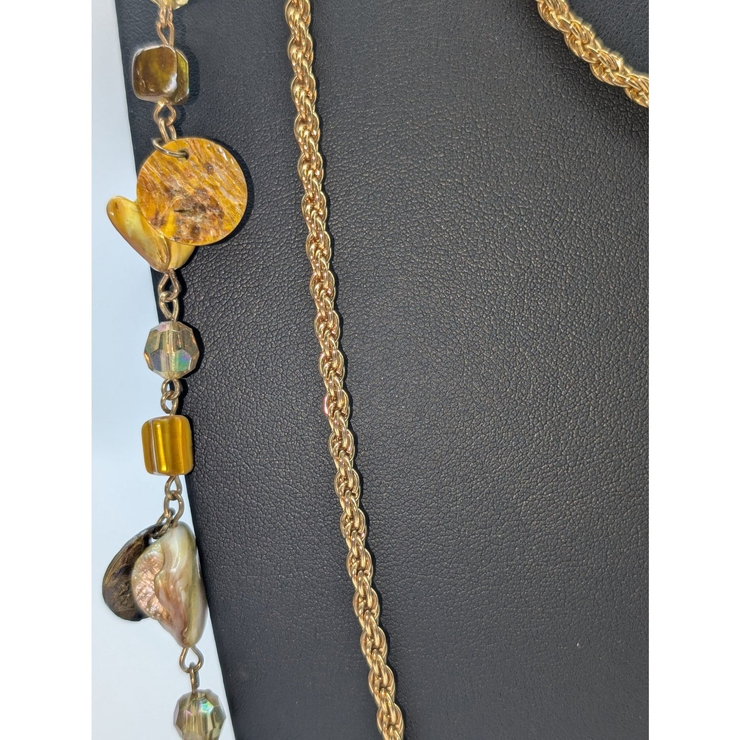 Lot of Four Gold Tone Green Yellow Necklaces
