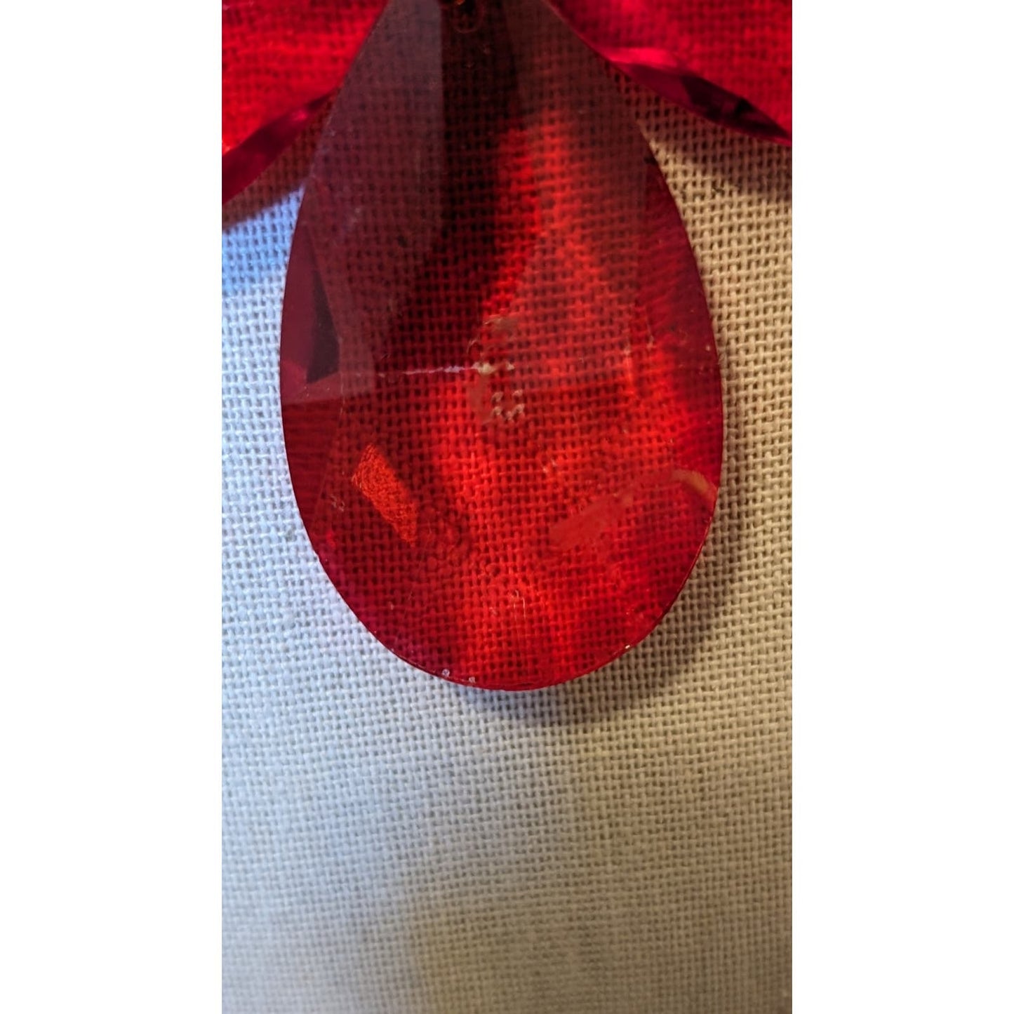 Large Chunky Red Glass Crystal Necklace and Earring Set