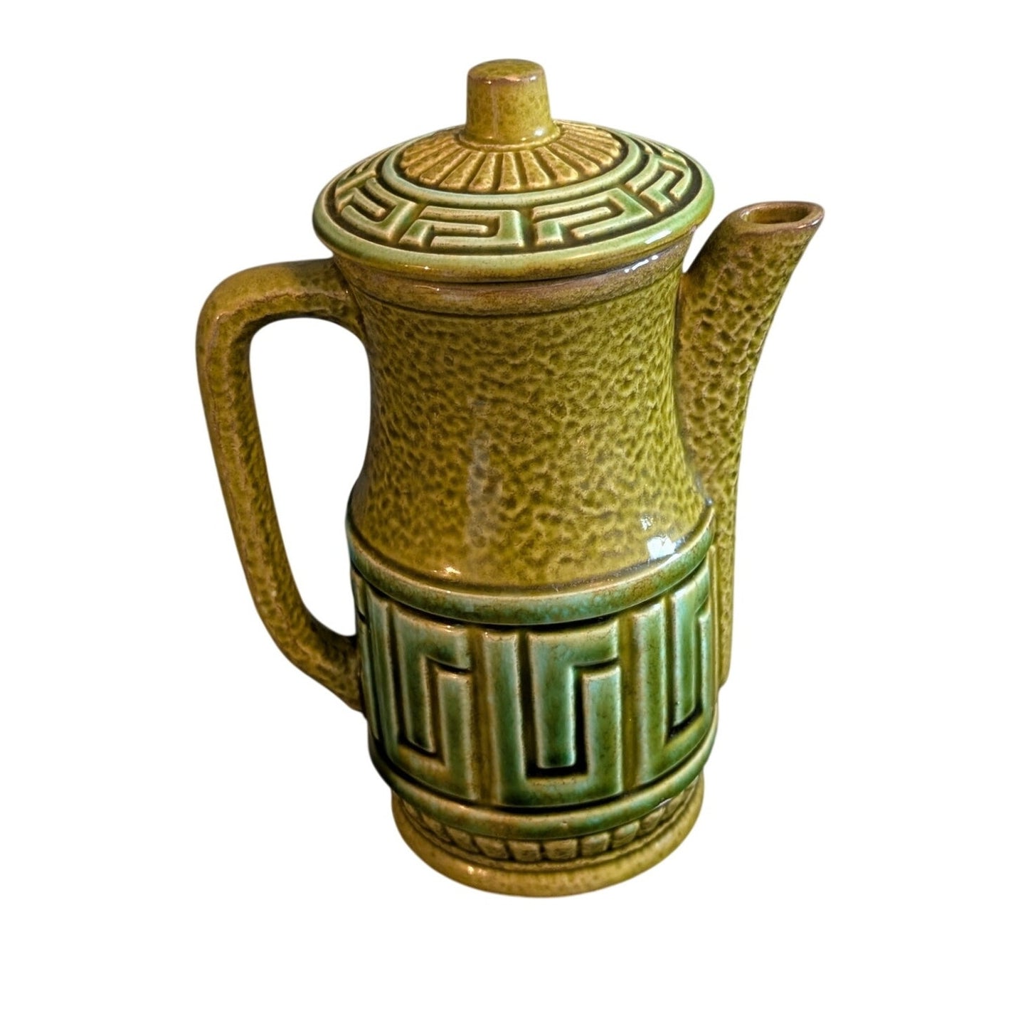Vintage Royal Sealy Japanese Olive Green Tea Pot Creamer & Mug Set