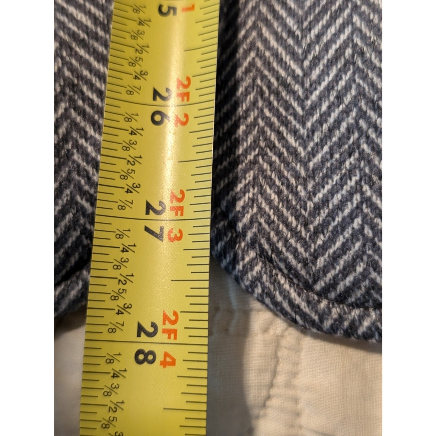Lands' End Gray Chevron-Herringbone Fleece-Lined One Button Blazer Womens Sz 2X