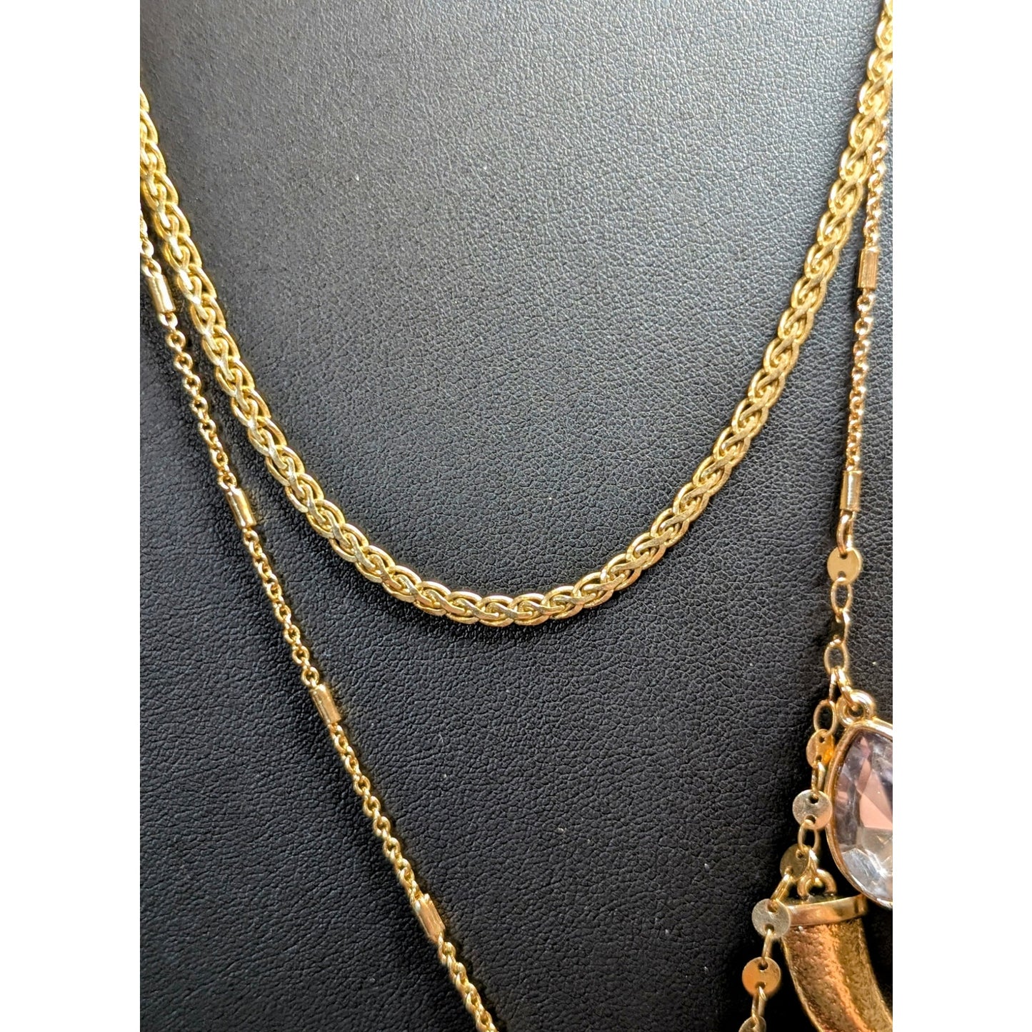 Lot of Layering Gold Tone Pearl Charm Necklaces