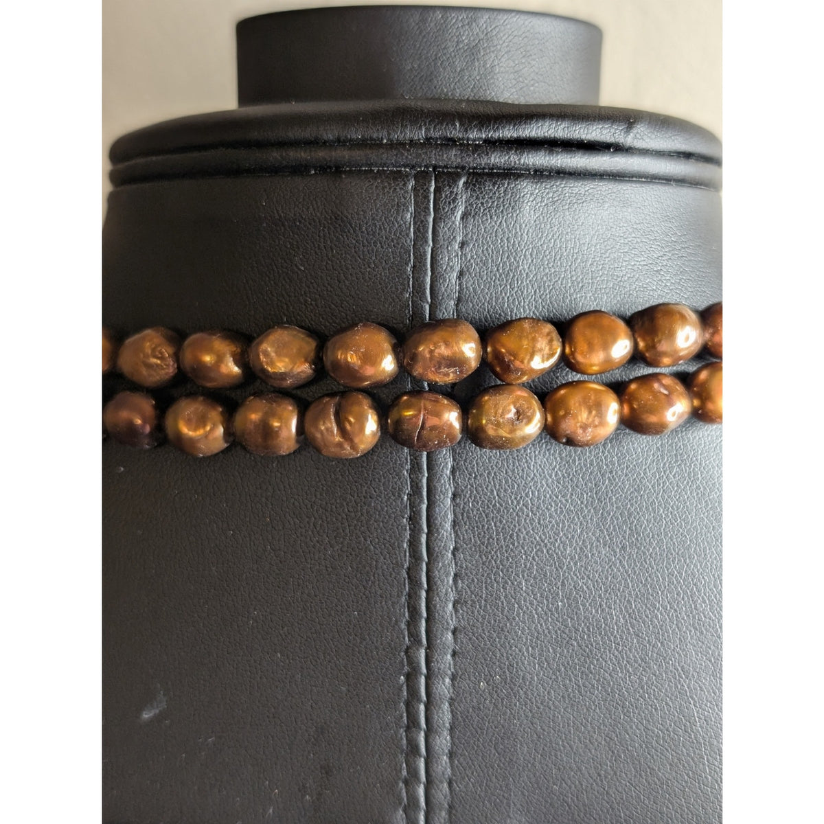 Vintage 66" Copper/Bronze Tone Freshwater Pearls Necklace 115.7g