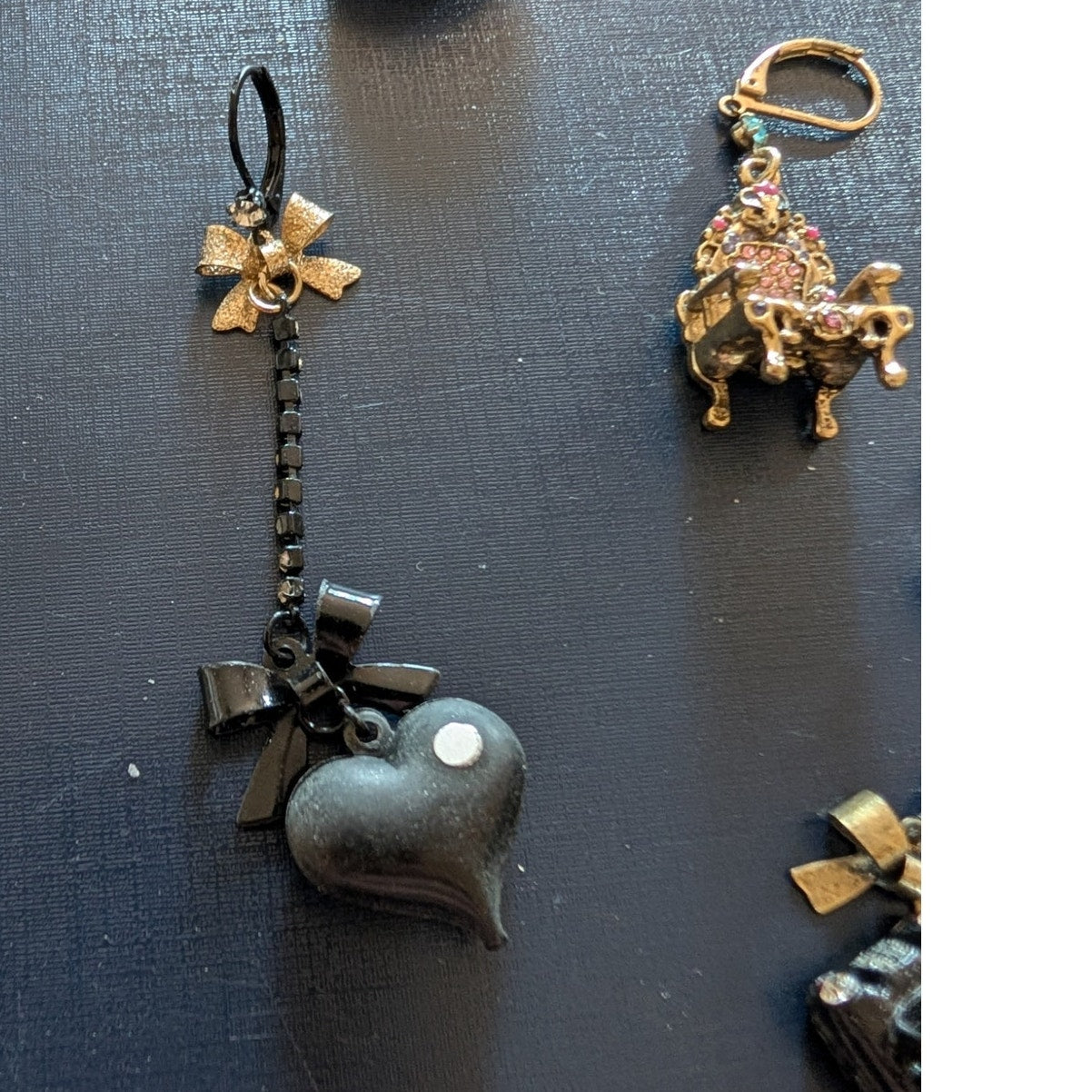 Lot of Six Single Betsey Johnson Earrings & Pieces