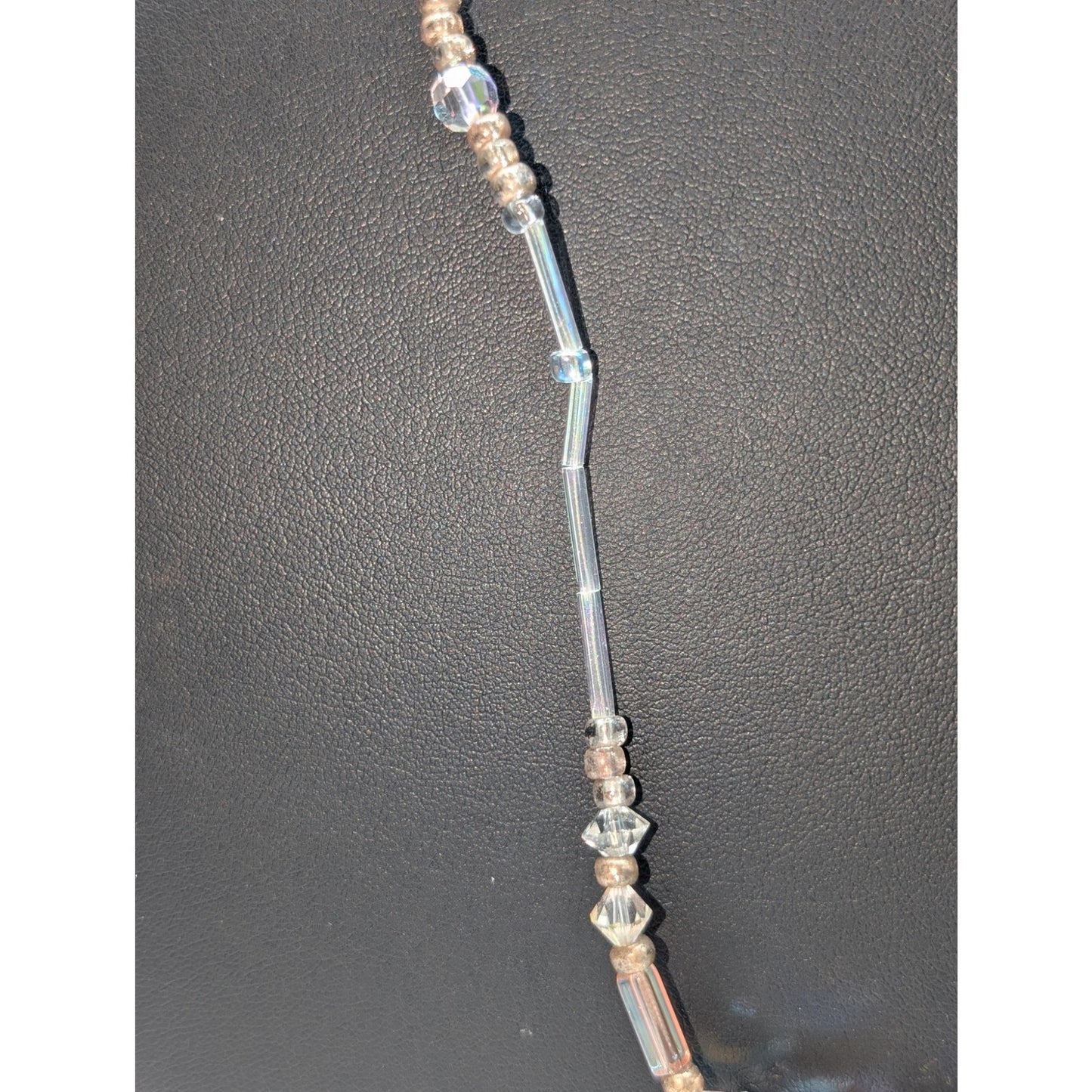 Vintage Crystal Rod Bead Freshwater Pearl Hook/Slide In Clasp 32" Necklace