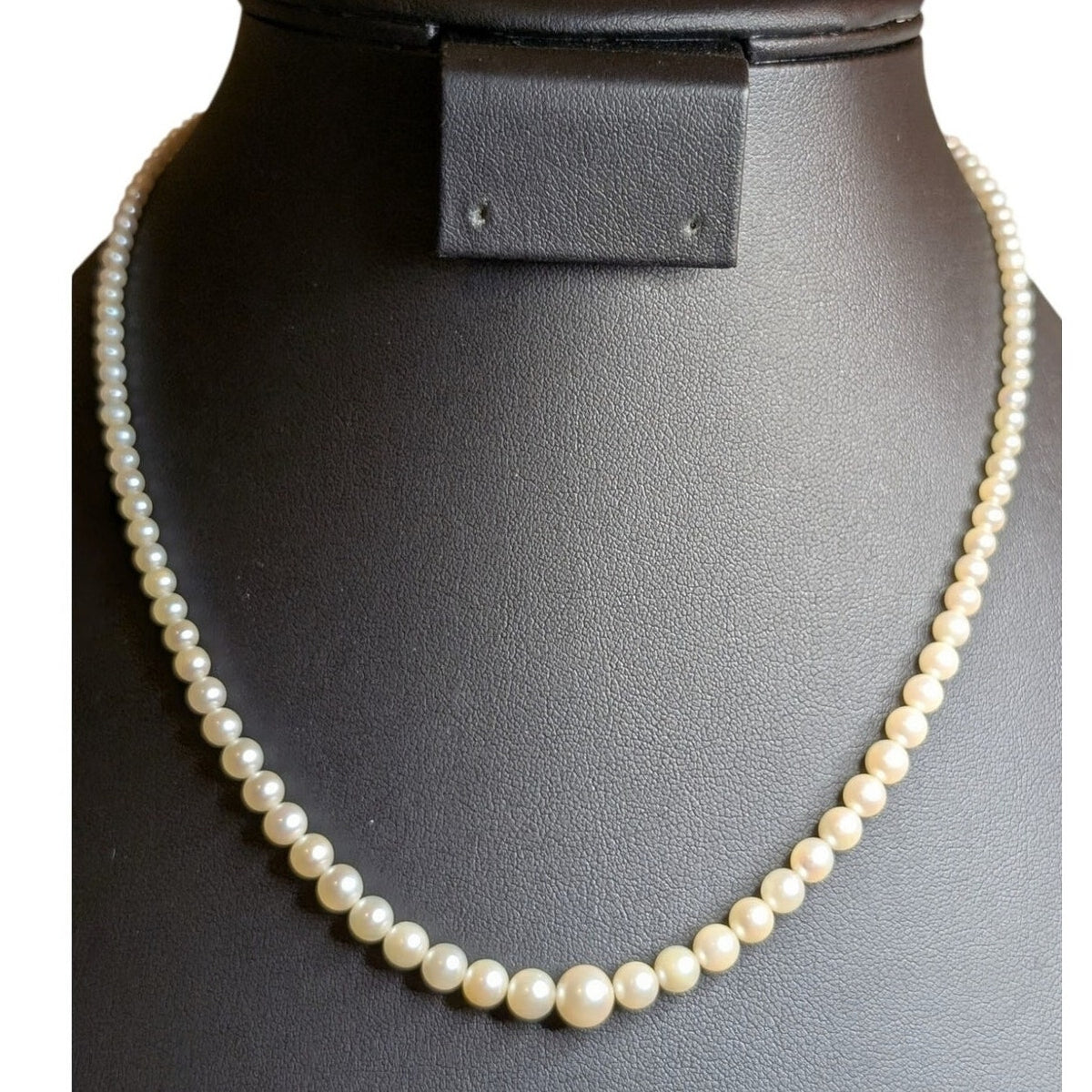 Vintage Sterling Graduated Genuine Tiny Pearl Single Strand Unknotted Necklace