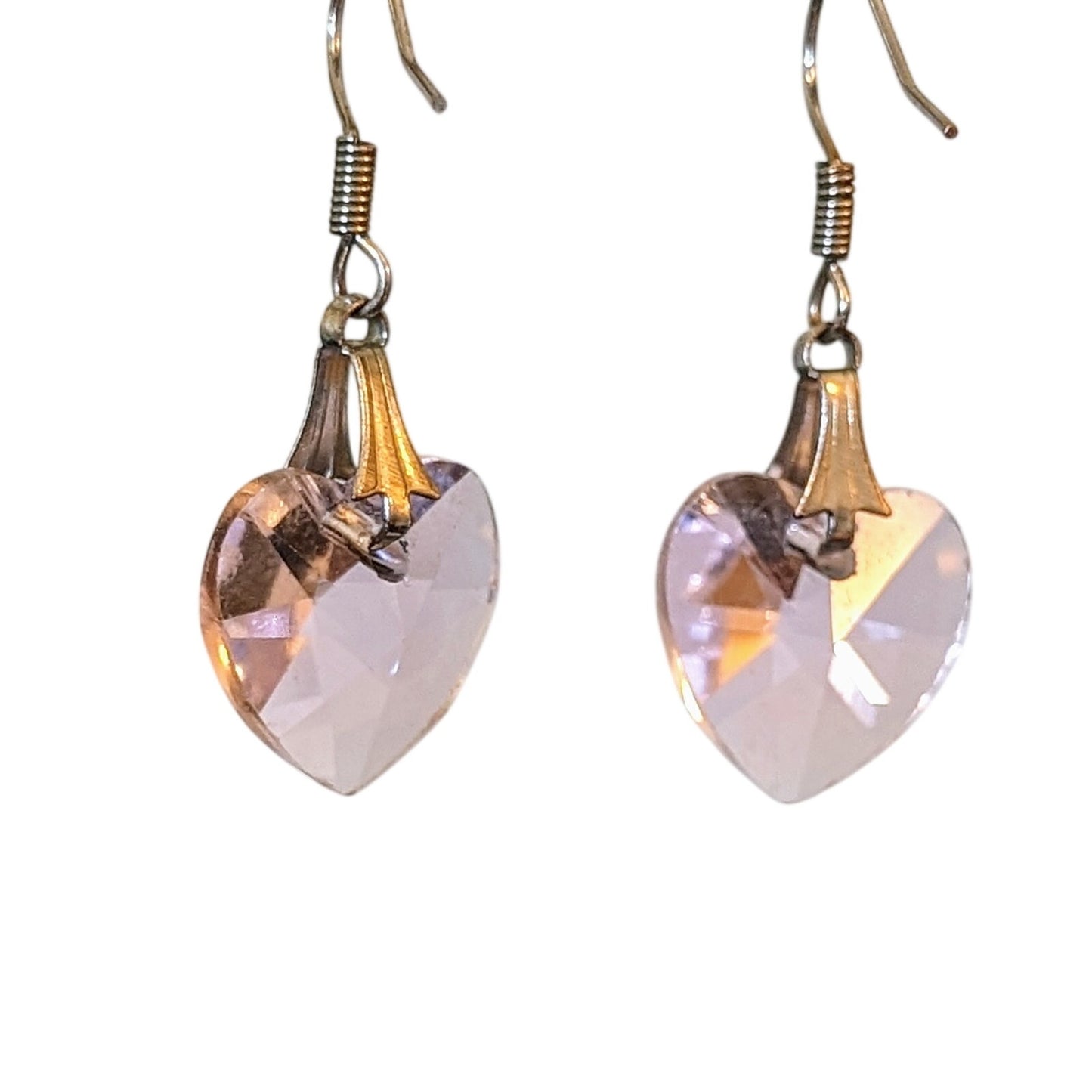Swarovski Pale Pink Crystal Heart Wire Earrings