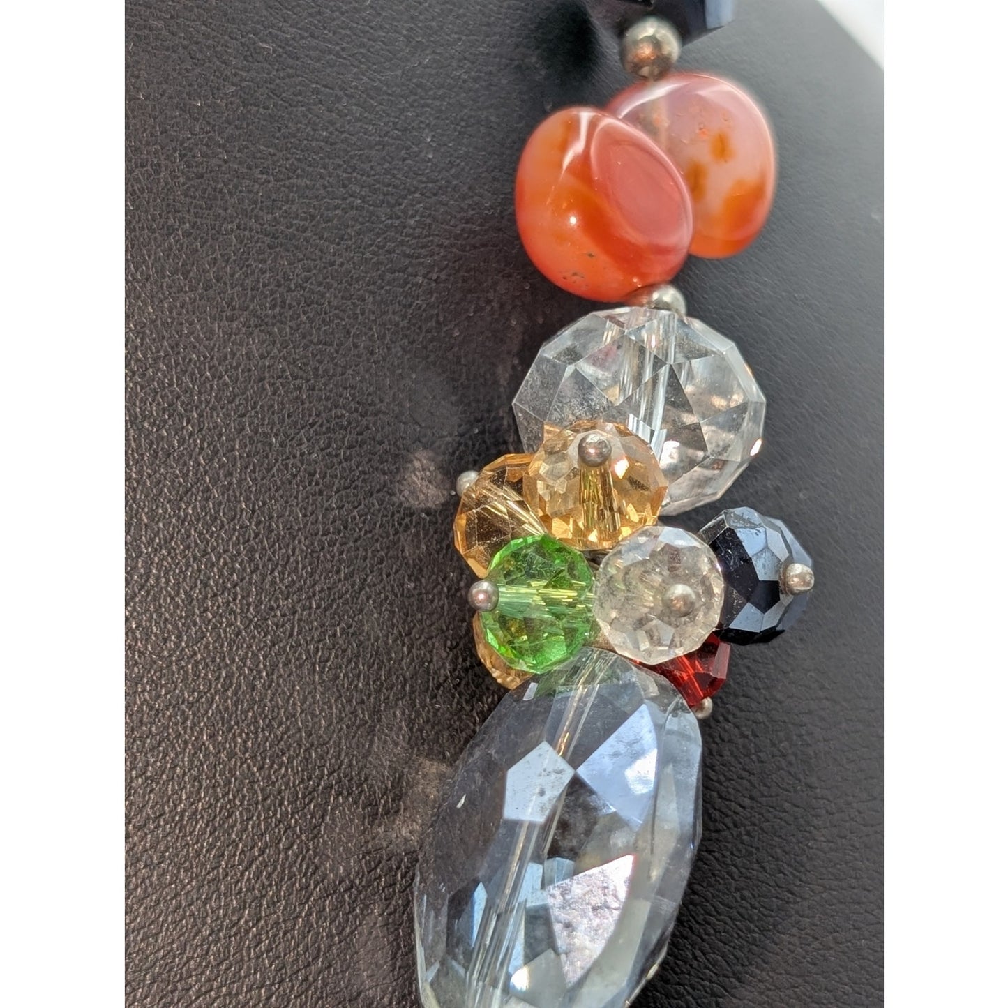 Multi Color & Shape Crystal Stone Silver Tone 21.5" Necklace