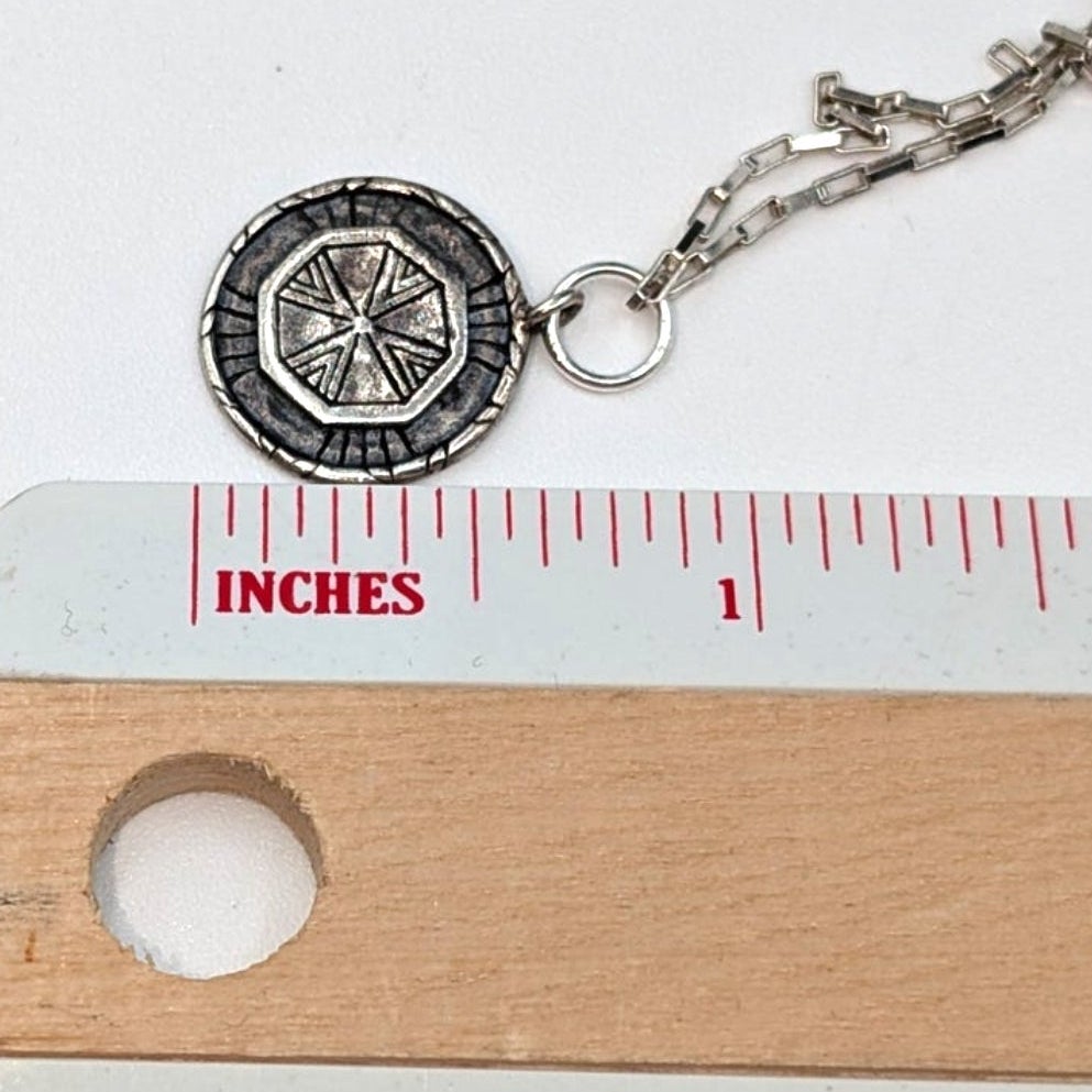 Silpada Charm Pendant On 925 Sterling Silver Rectangle Link 18" Chain Necklace