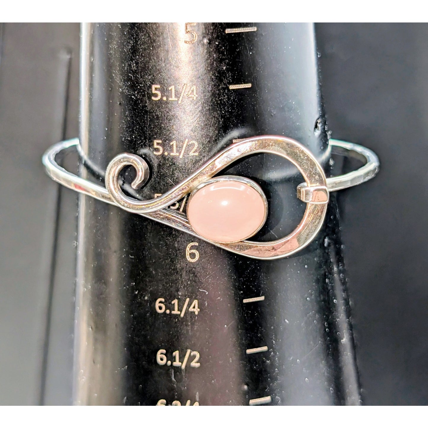 RLC Sterling Silver Rose Quartz Hook Clasp Bangle Bracelet