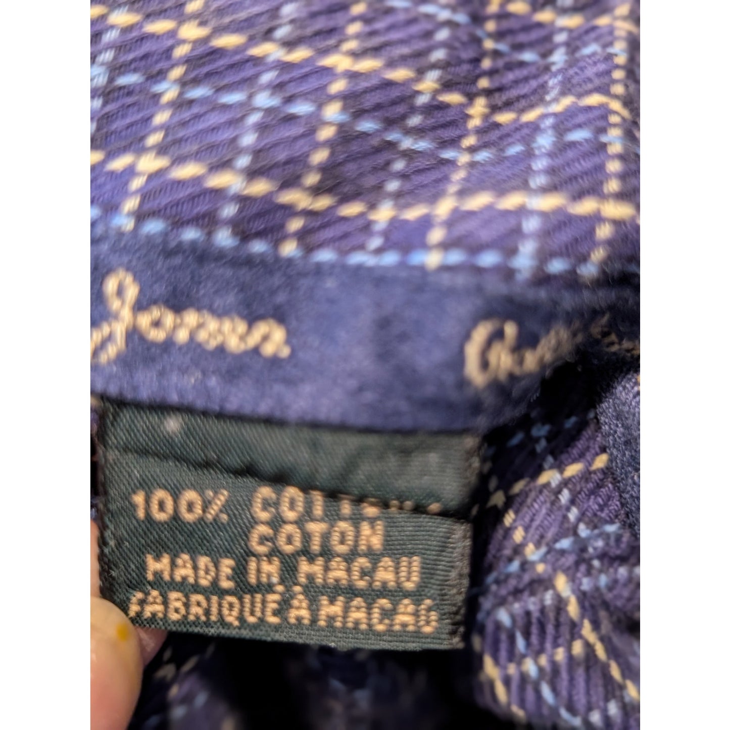 Bobby Jones Collection Woven in Italy Navy Plaid Button Down Shirt Mens Sz XXL