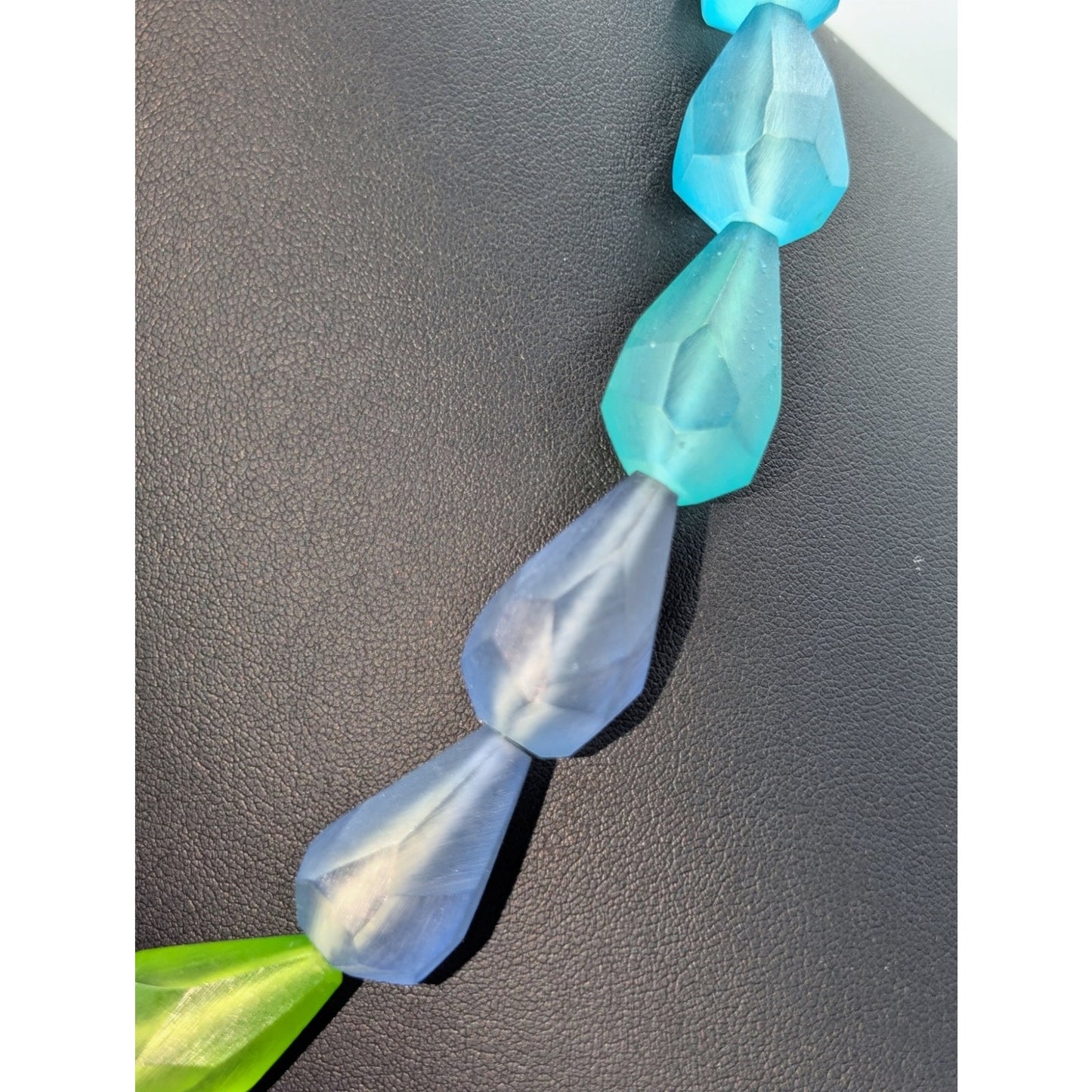 Perfect for Spring Blue Purple Green Resin Bead Lightweight 17"-20" Necklace