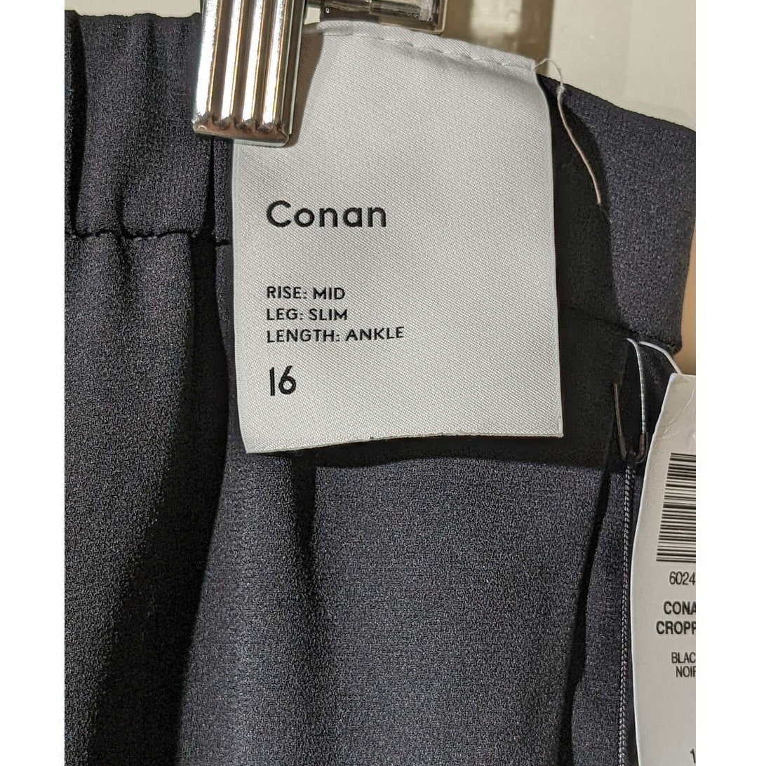 Babaton Conan NWT Black Boyfriend Cropped Ankle Length Dress Pant Womens Sz 16