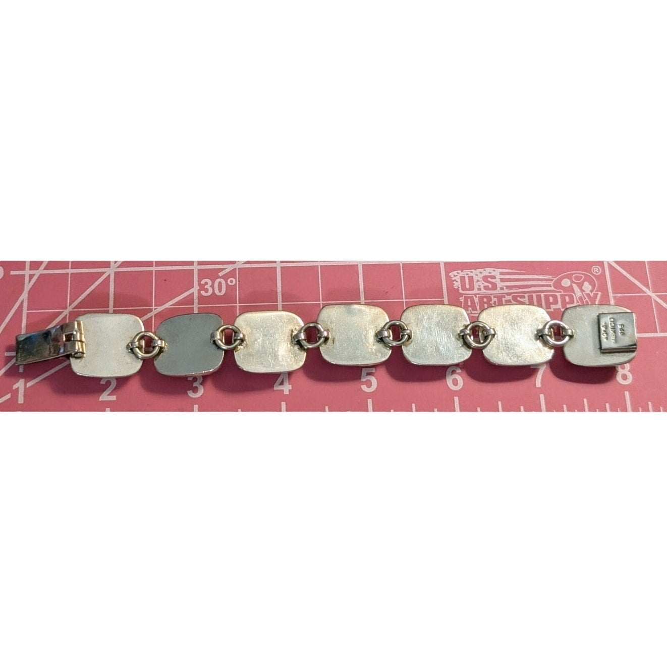 Taxco Mexico 925 Sterling Seven Stone Chunky Thick Link Bracelet