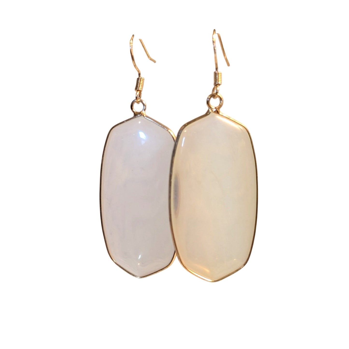 925 Sterling Vermeil Milky Blue Glass Dangle Earrings