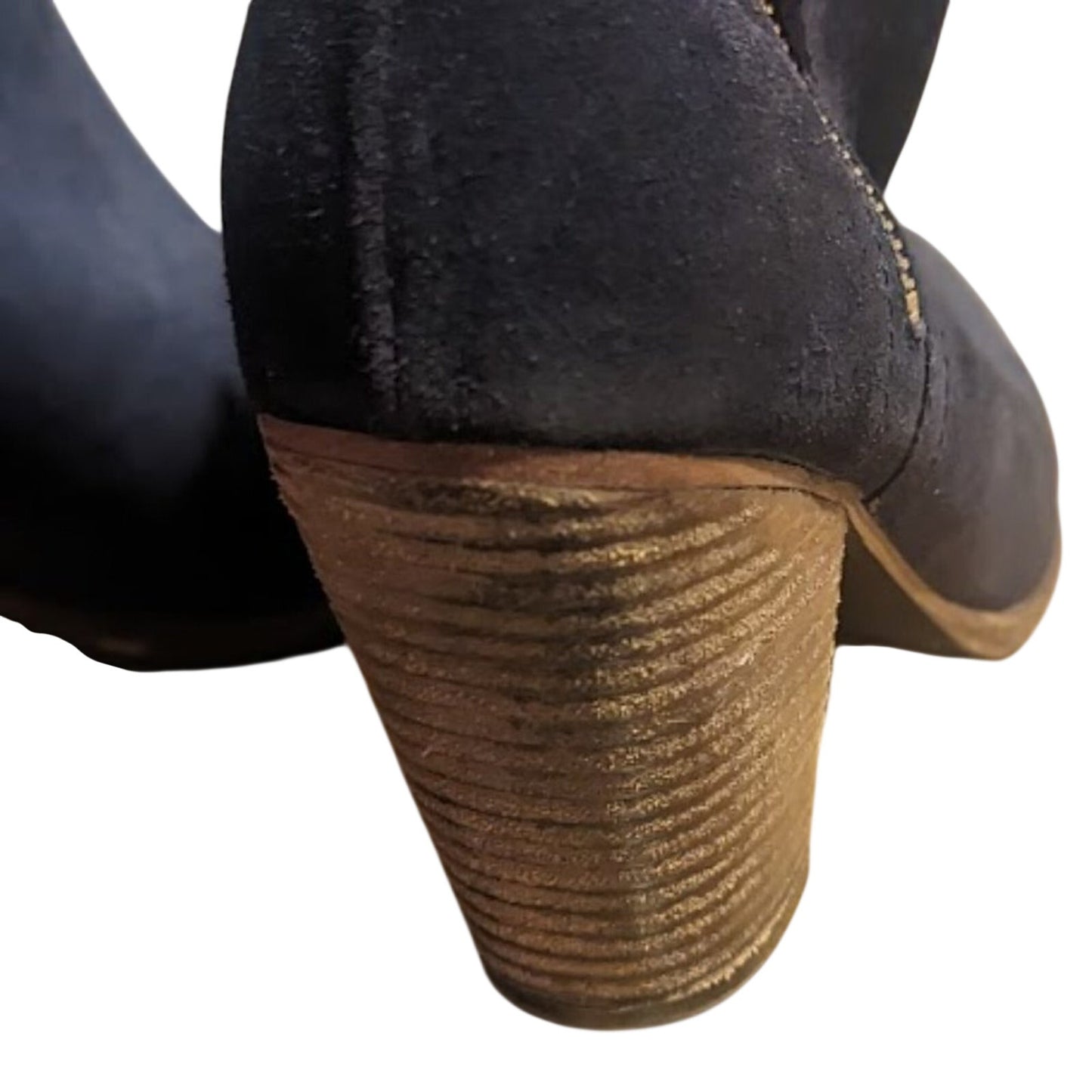 BODEN Women's Size 10.5" (EU 42) Navy Suede Side Zip Bootie with Cuban Heel