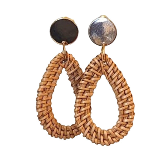 Rattan Woven Teardrop Dangle Earrings
