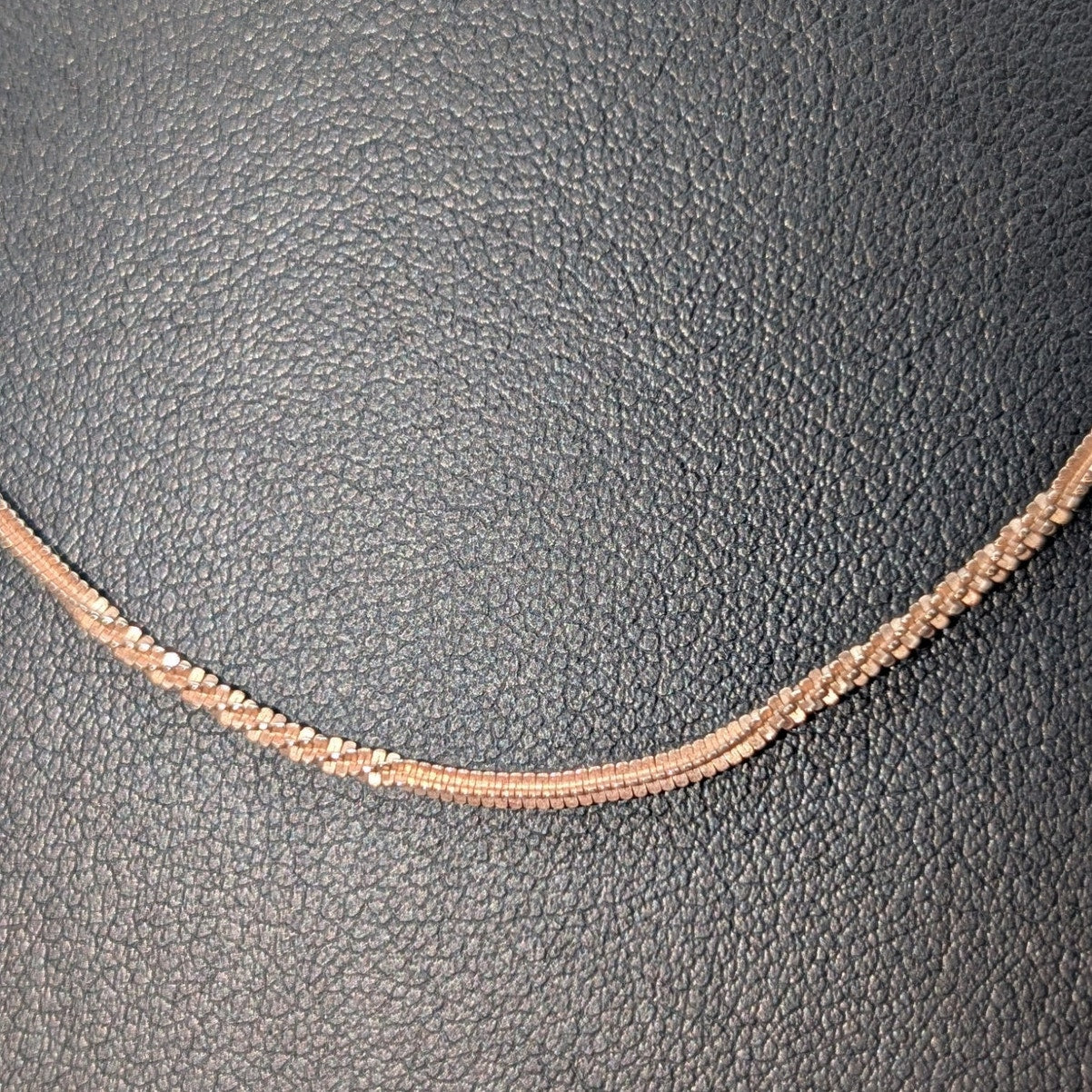 925 Italy Sterling Rose Vermeil Unique Textured Chain 18" Necklace