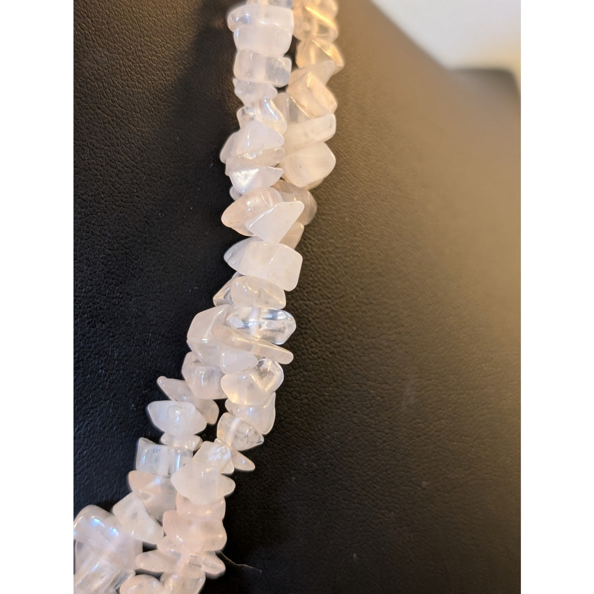 Vintage Rose Quartz Chip Bead Gemstone 38" Necklace Strand