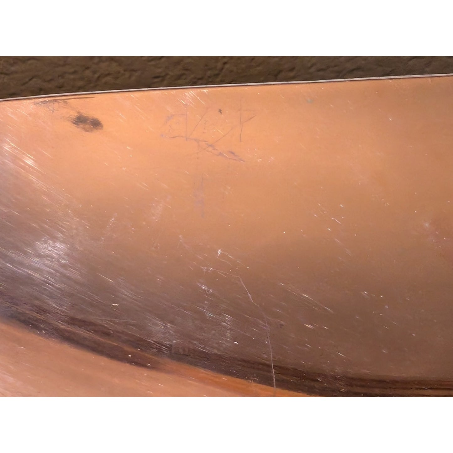 Vintage Elongated Copper Bowl W/ Ornate Brass Feet & Roped Edge
