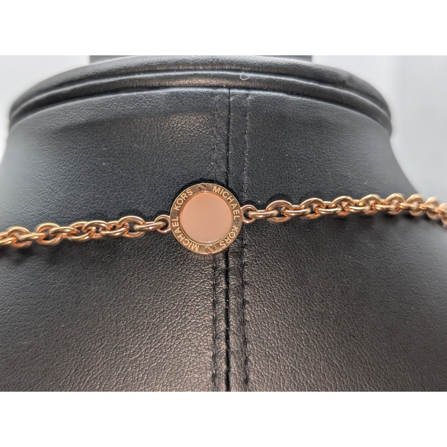 Michael Kors Resin Station Rose Tone Chain 36" Necklace