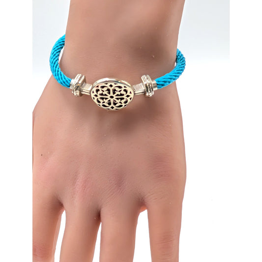 Brighton Clique Cord Ferrara Ornament Silver Plated Aqua Cord Bracelet
