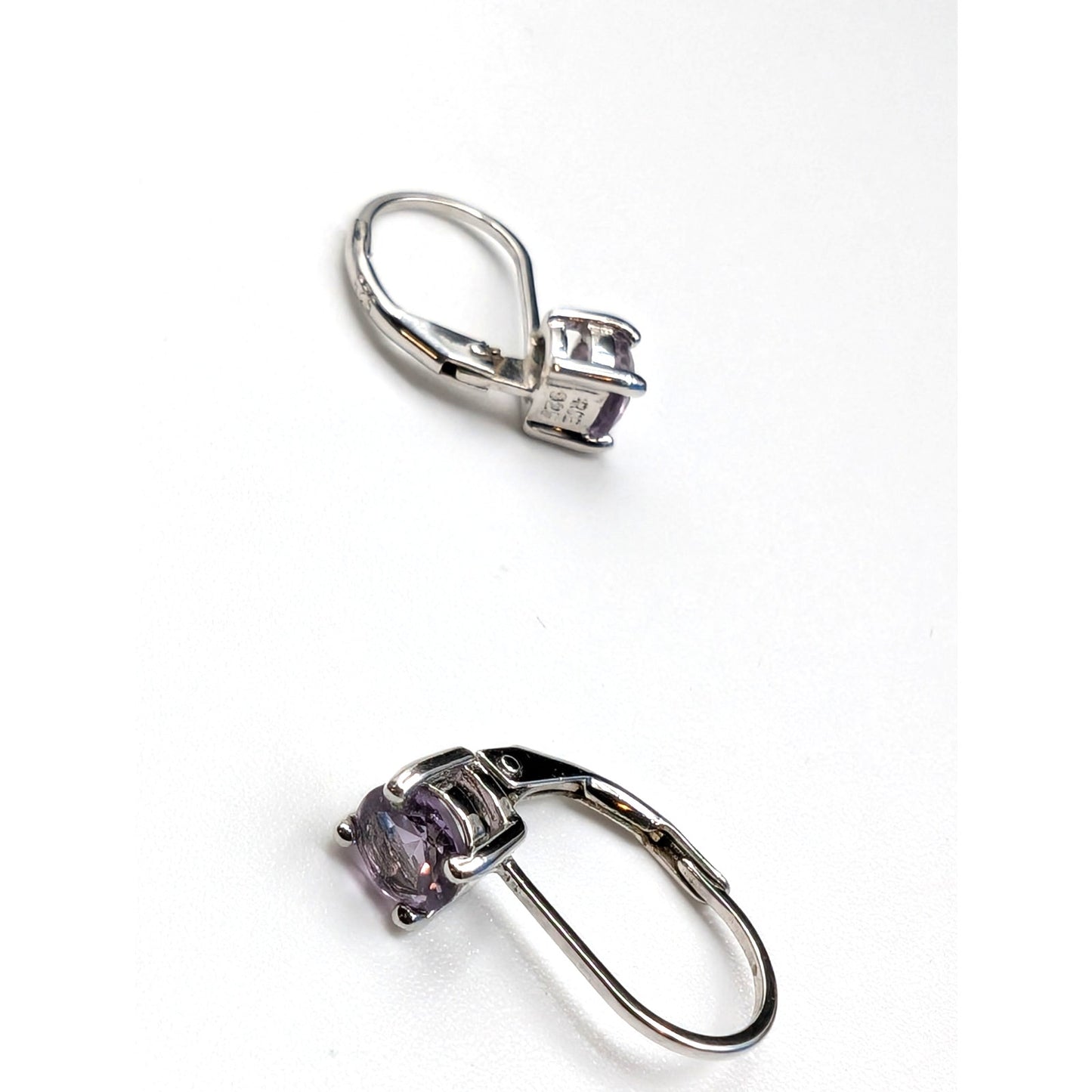 Light Purple Pink 5mm Gemstone 925 Sterling Silver Lever Back Earrings